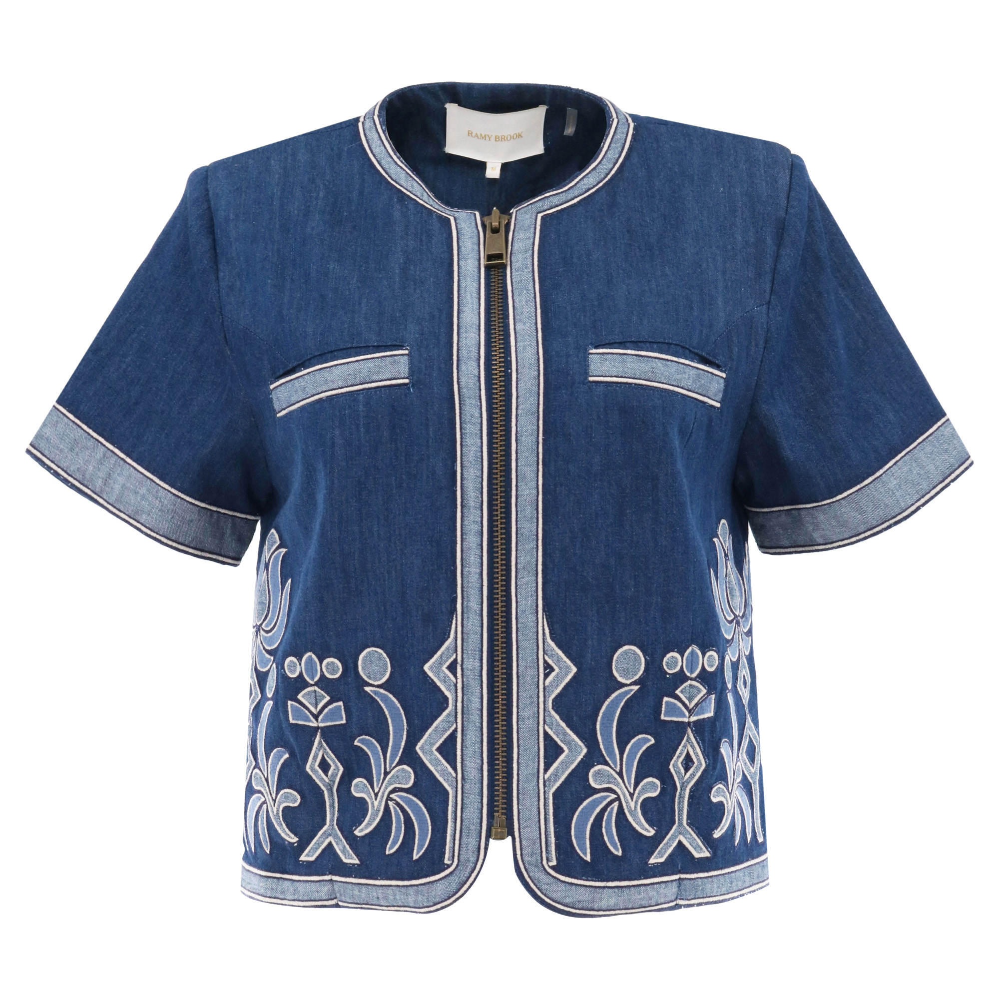 Nicko Short Sleeve Embroidered Denim Jacket