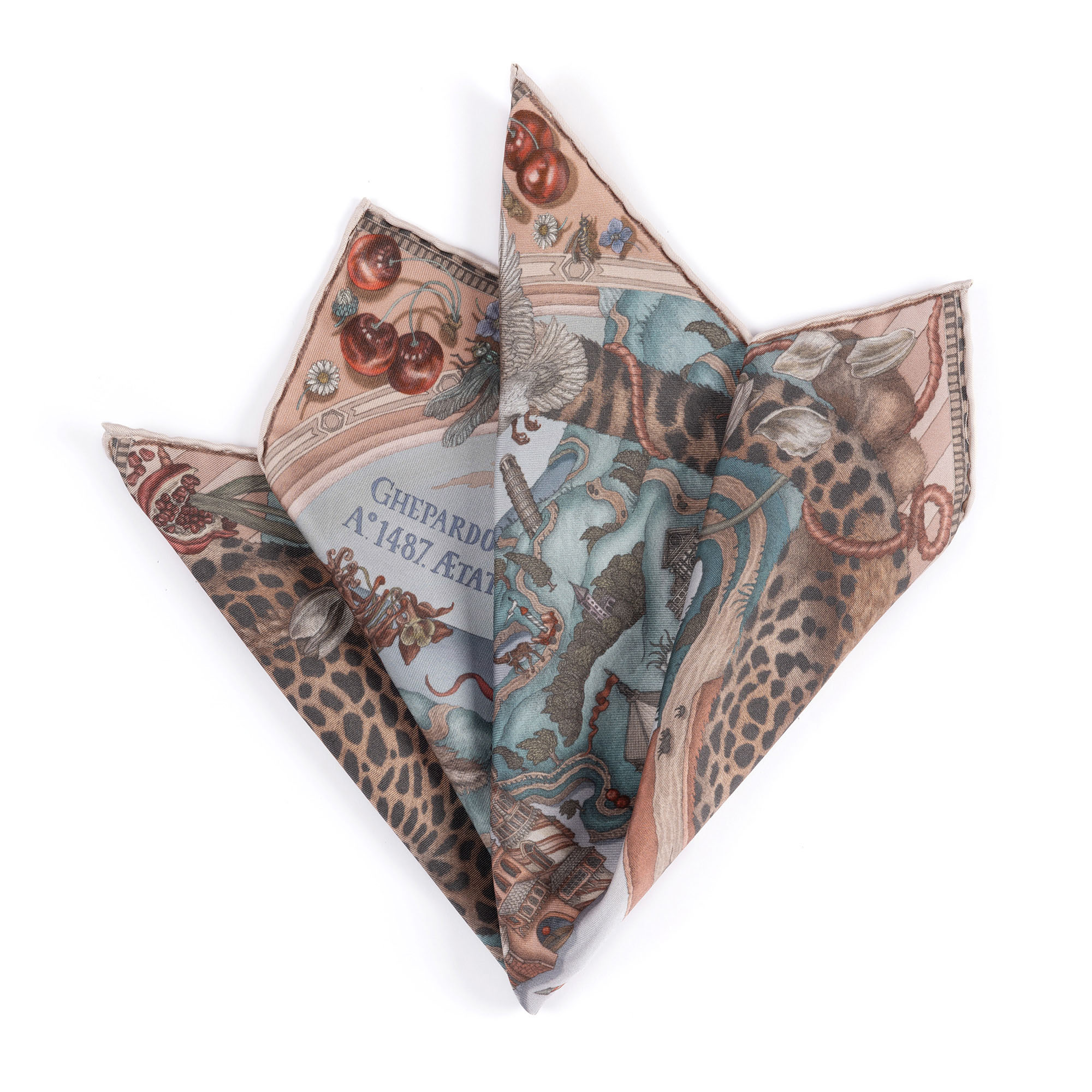 The Medici Cheetah Silk Twill Small Square Scarf