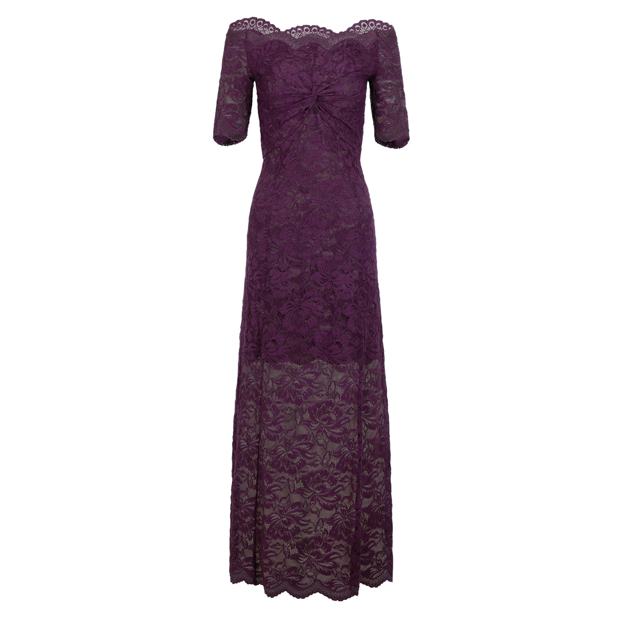 Short Sleeve Off-The-Shoulder Layered Lace Maxi Dress