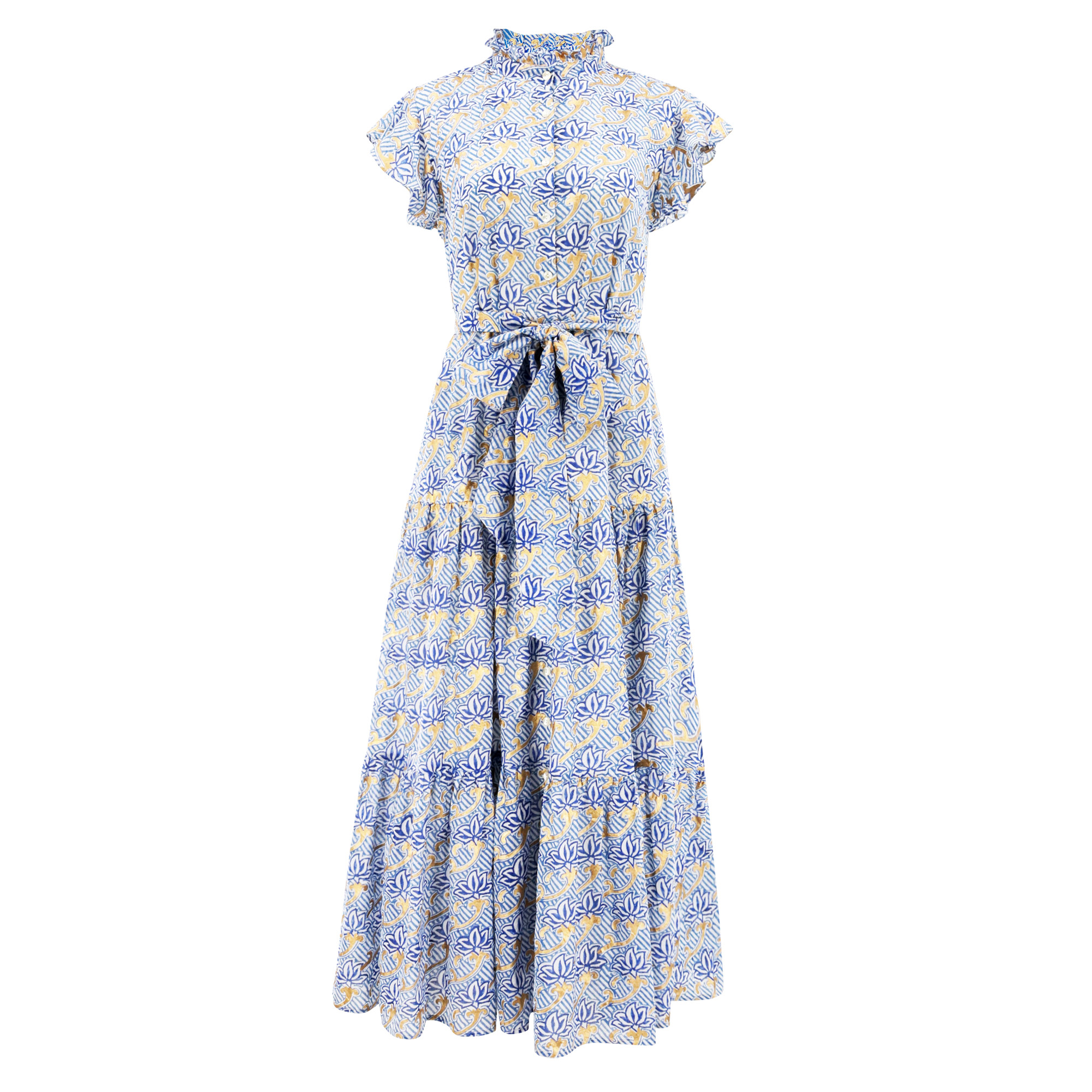 Ruffle Collar Button Maxi Dress