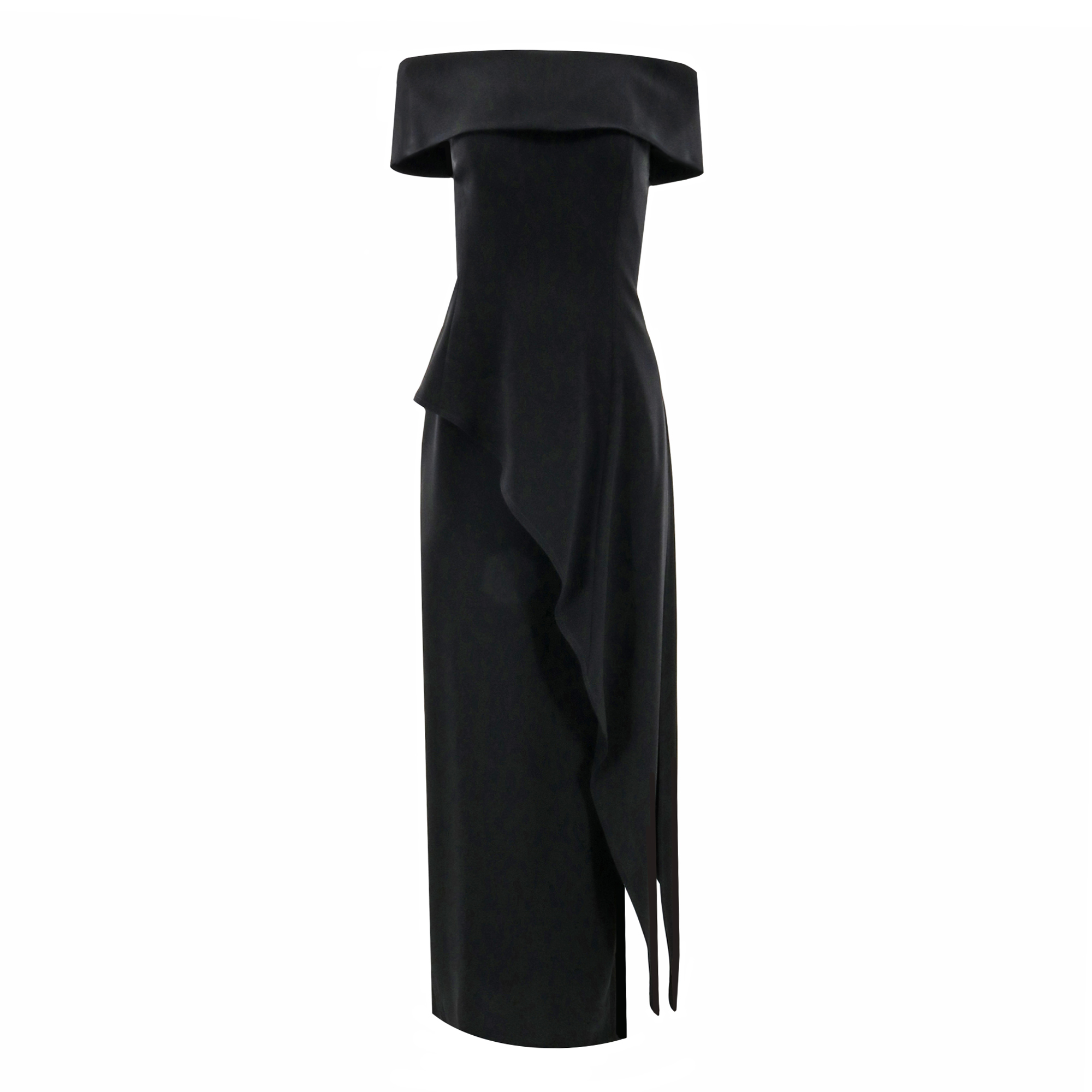 Matte Crepe Peplum Gown