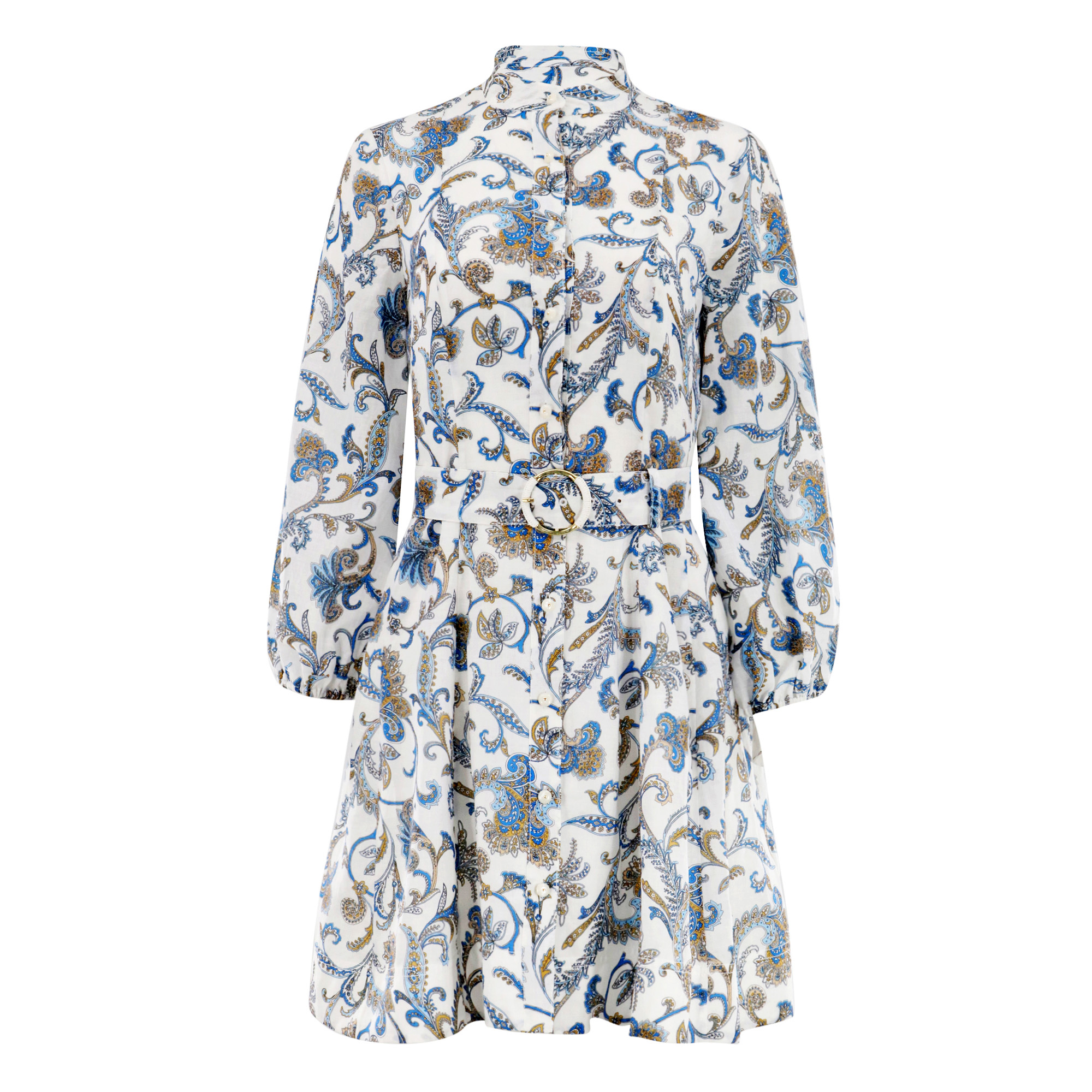 Kumar Belted Paisley-Print Mini Dress