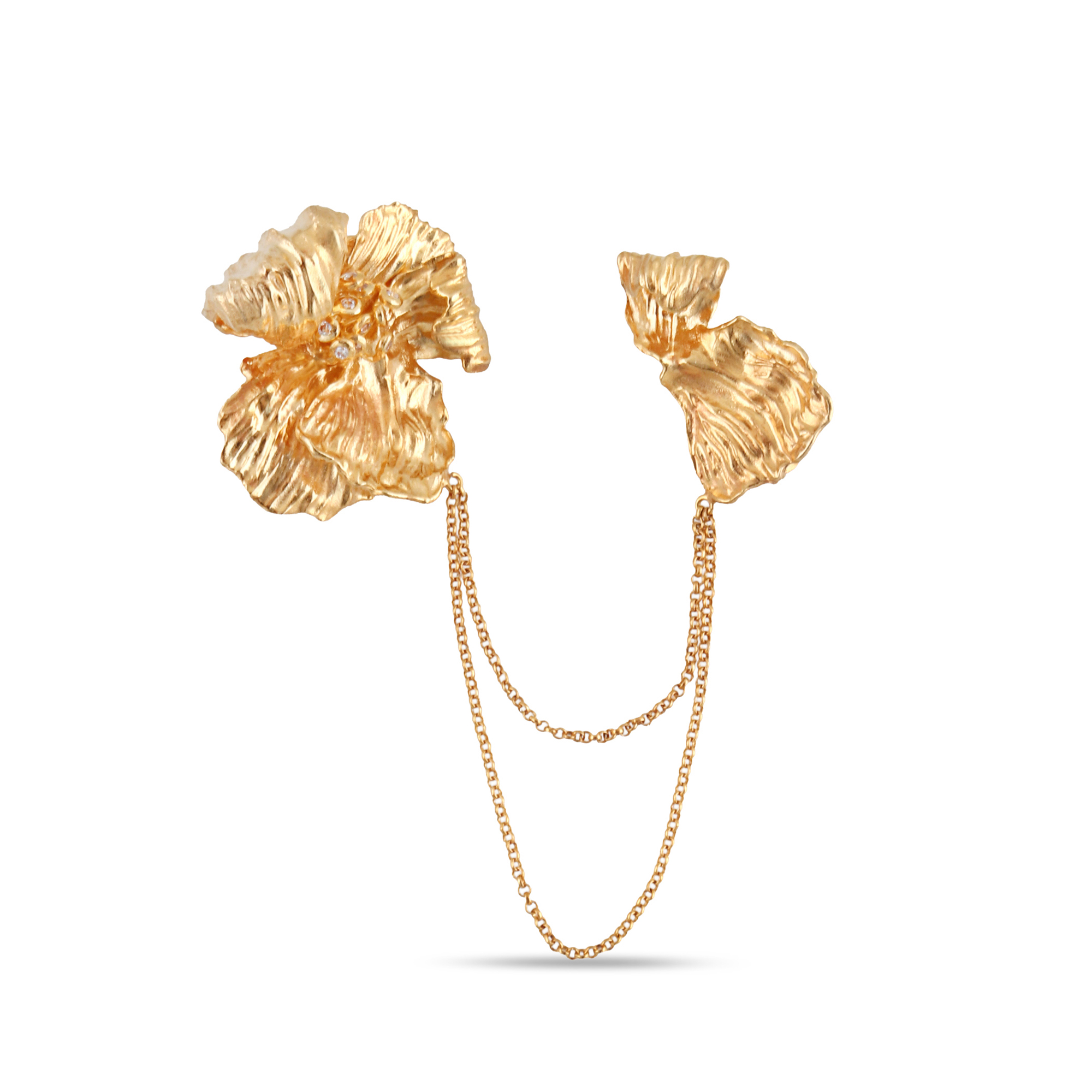 Double Petal Brooches With Chain