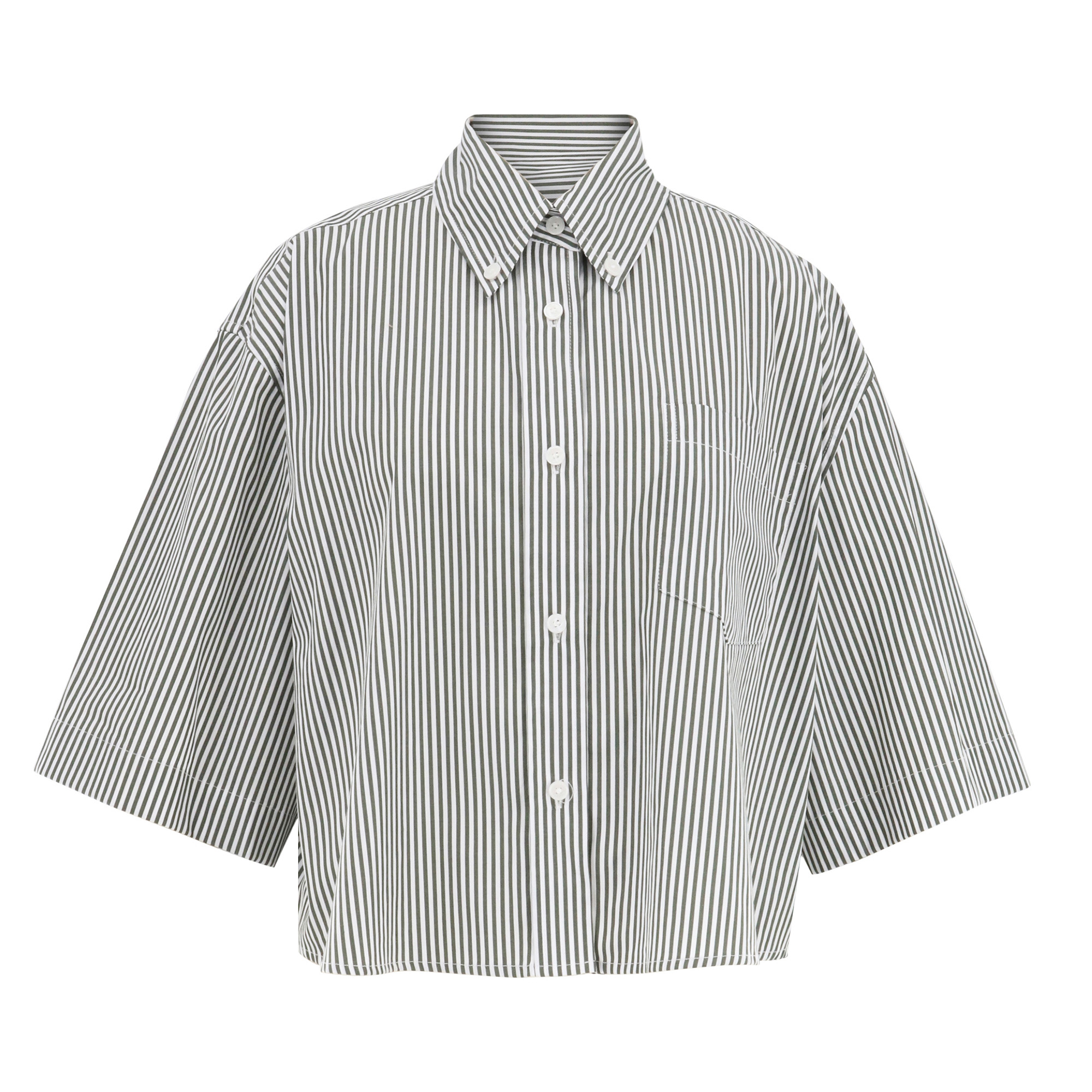 Ember Short Sleeve Cropped Button Front Shirt