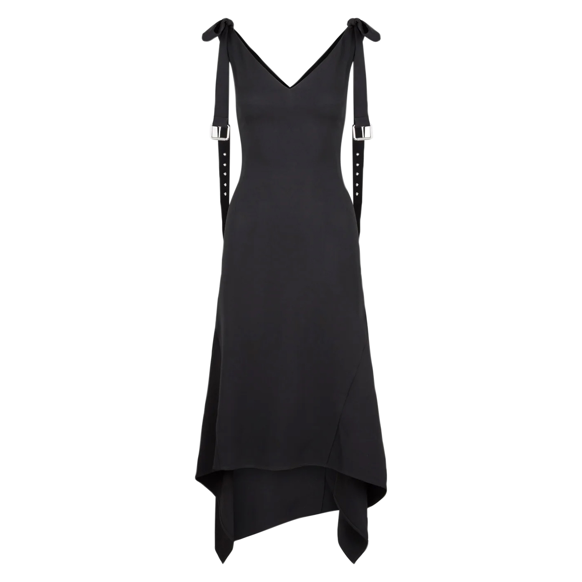 Sleeveless Buckled Bow Tie Strap Midi Dress