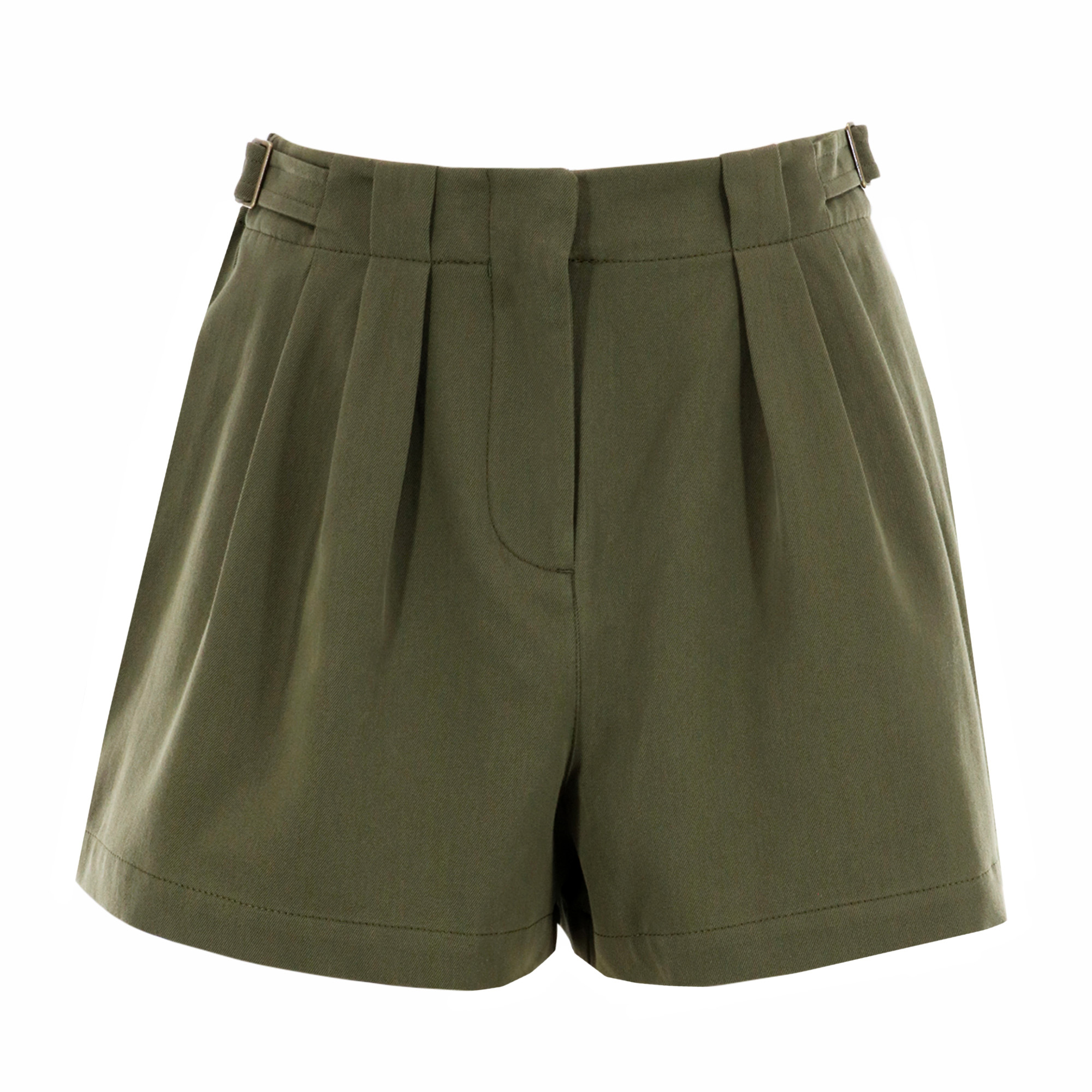 Kira Side-Tab Pleated Cotton Short