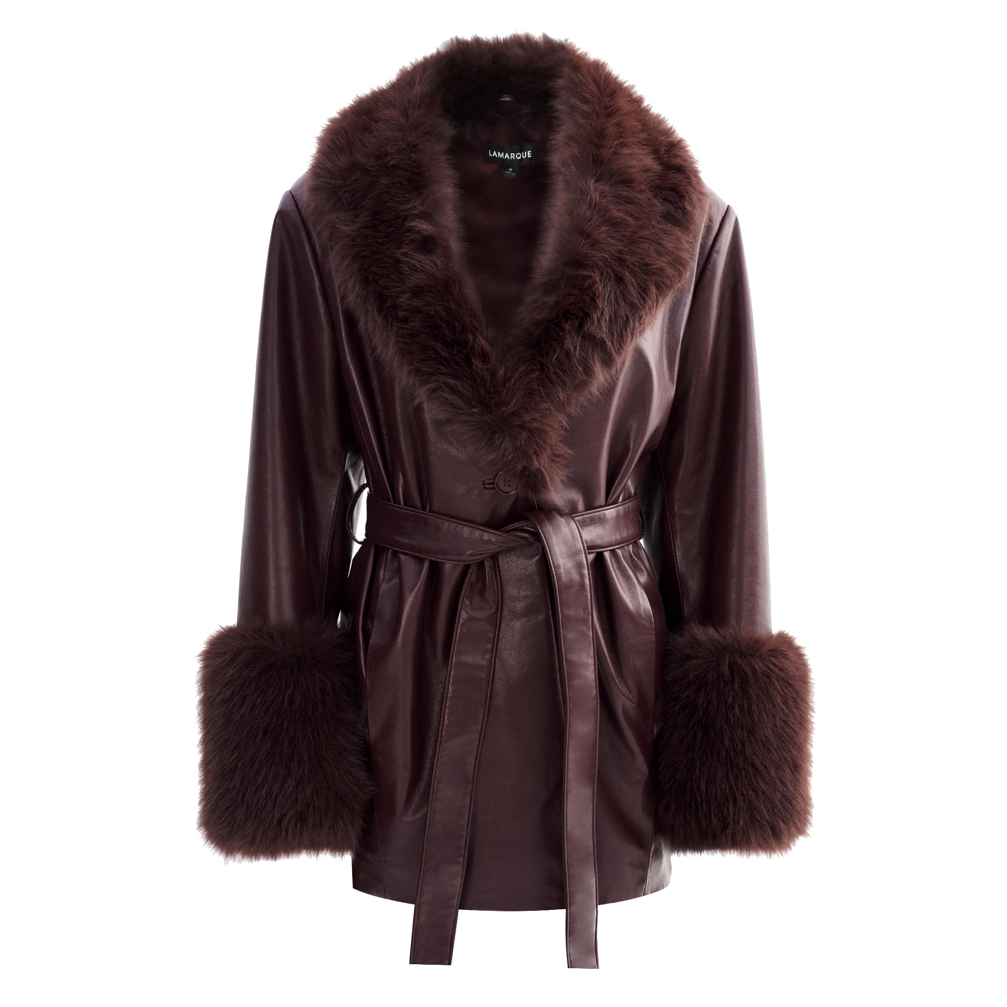 Rosabella Recycled Leather Mid-Length Coat