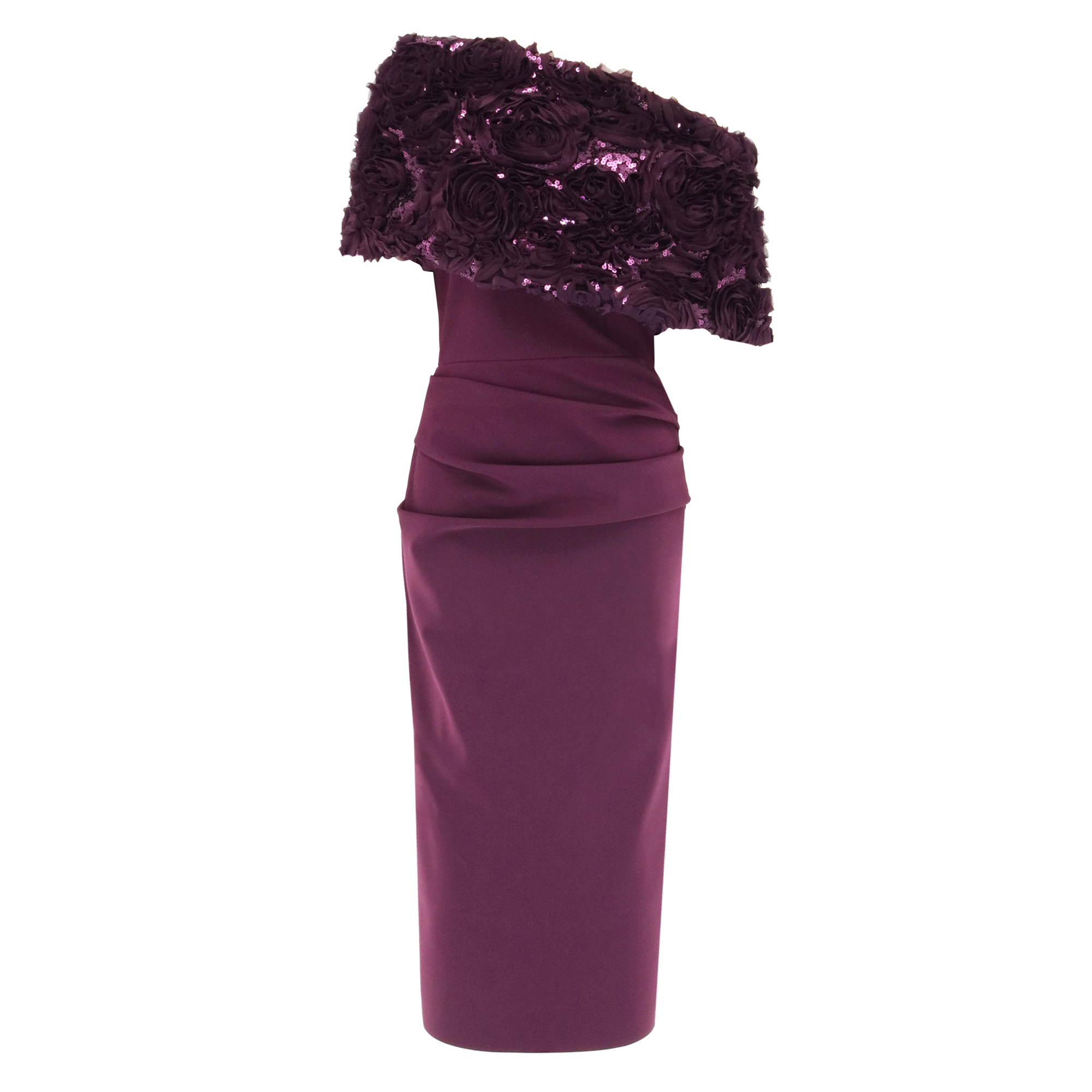 One Shoulder Textured Draped Dress