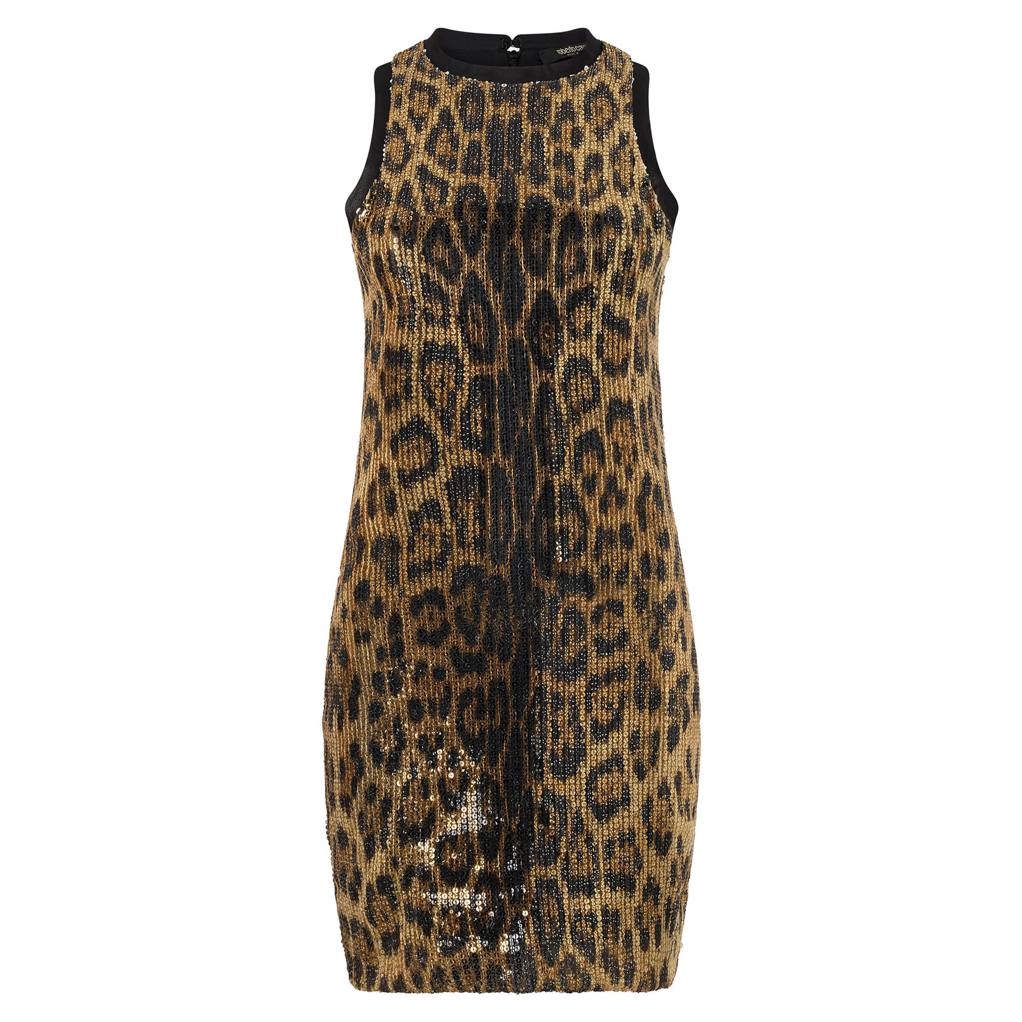 Sleeveless Sequin Leopard Print Mini Dress