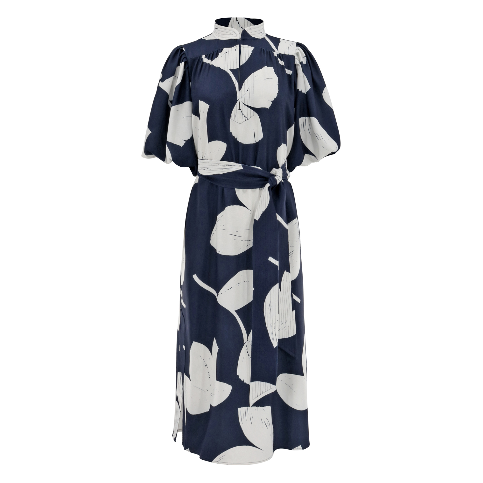 Dani Puff Sleeve Belted Midi Dress
