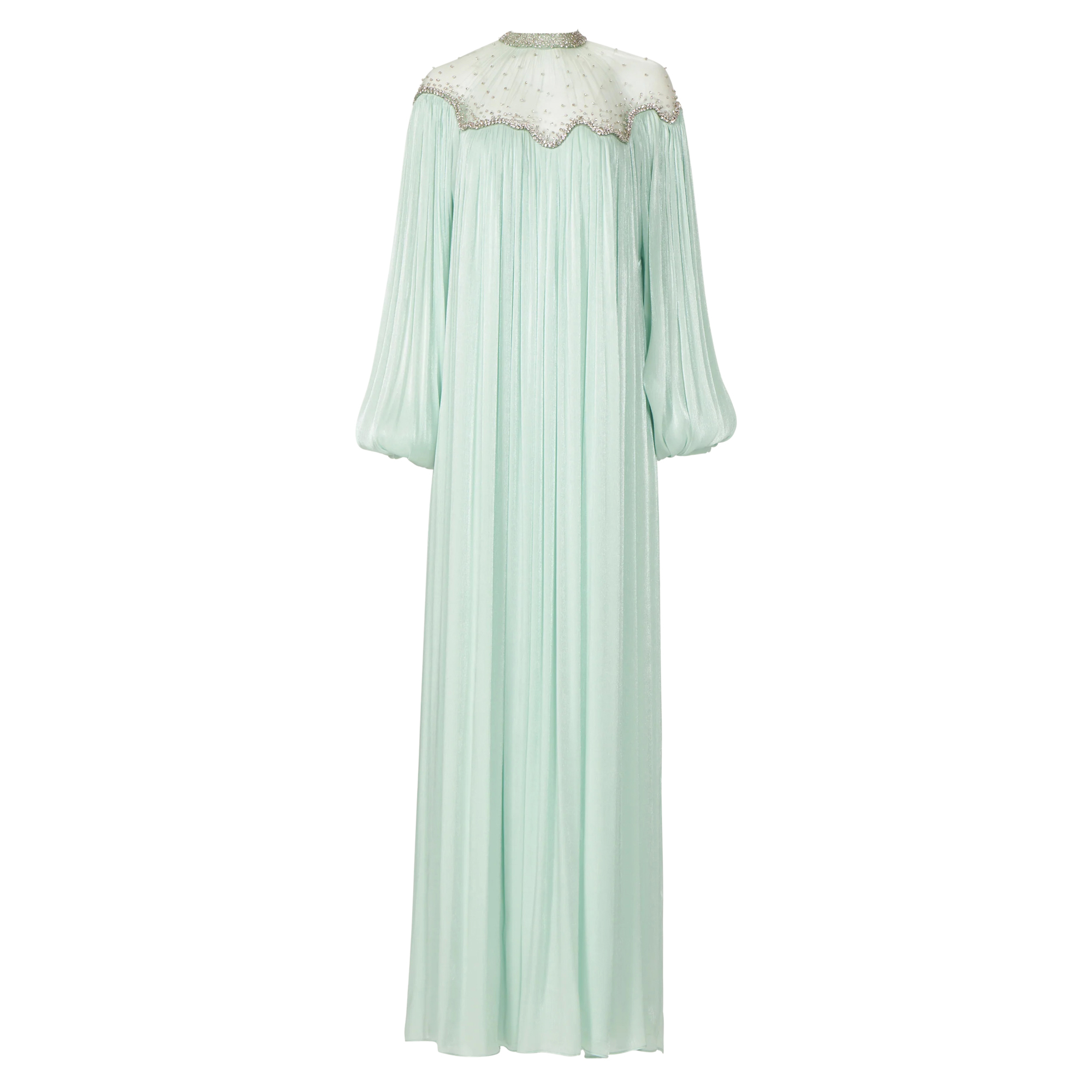 Elline Long Sleeve Lurex Georgette Hand Embroidered Gown