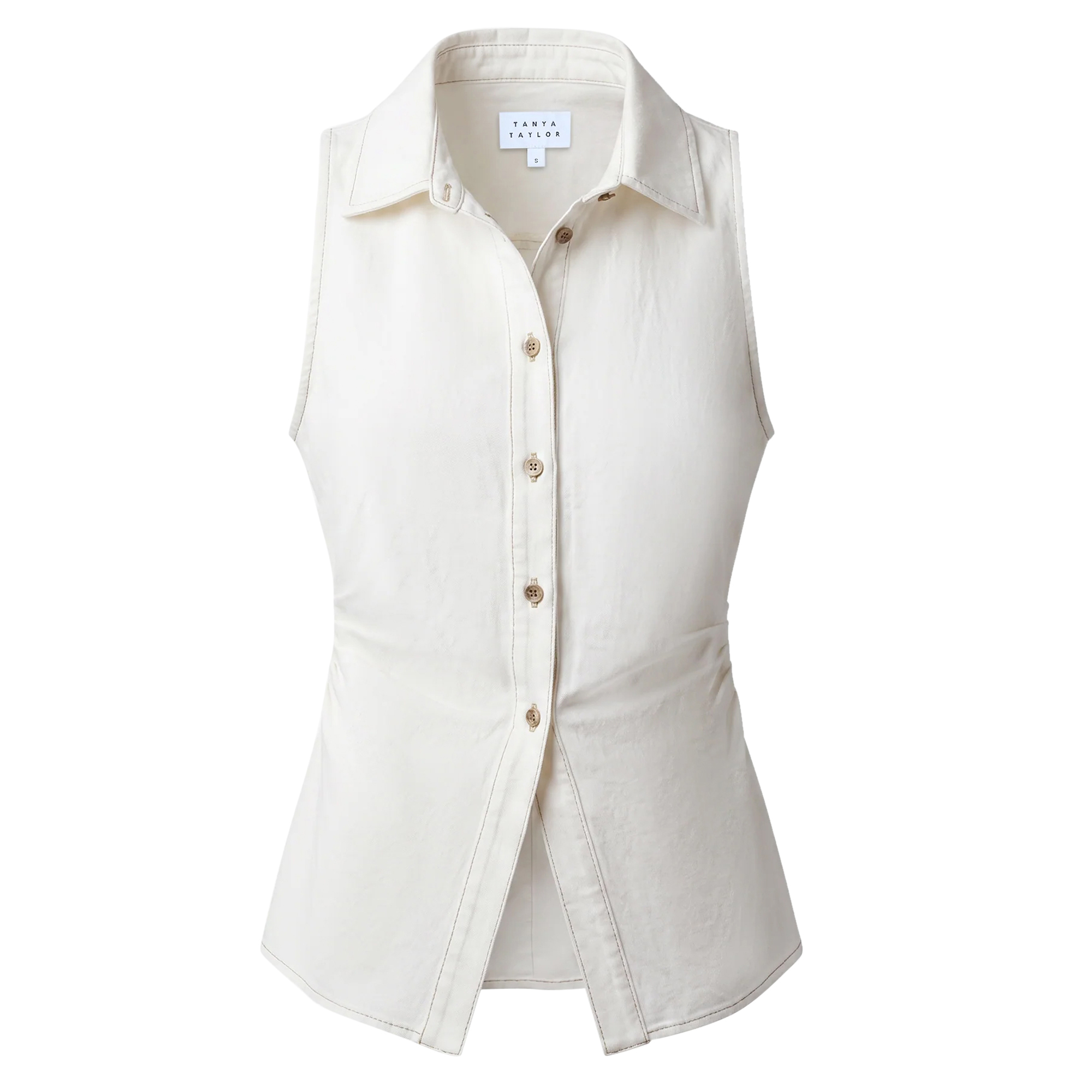 Hanelle Sleeveless Denim Button-Up Top