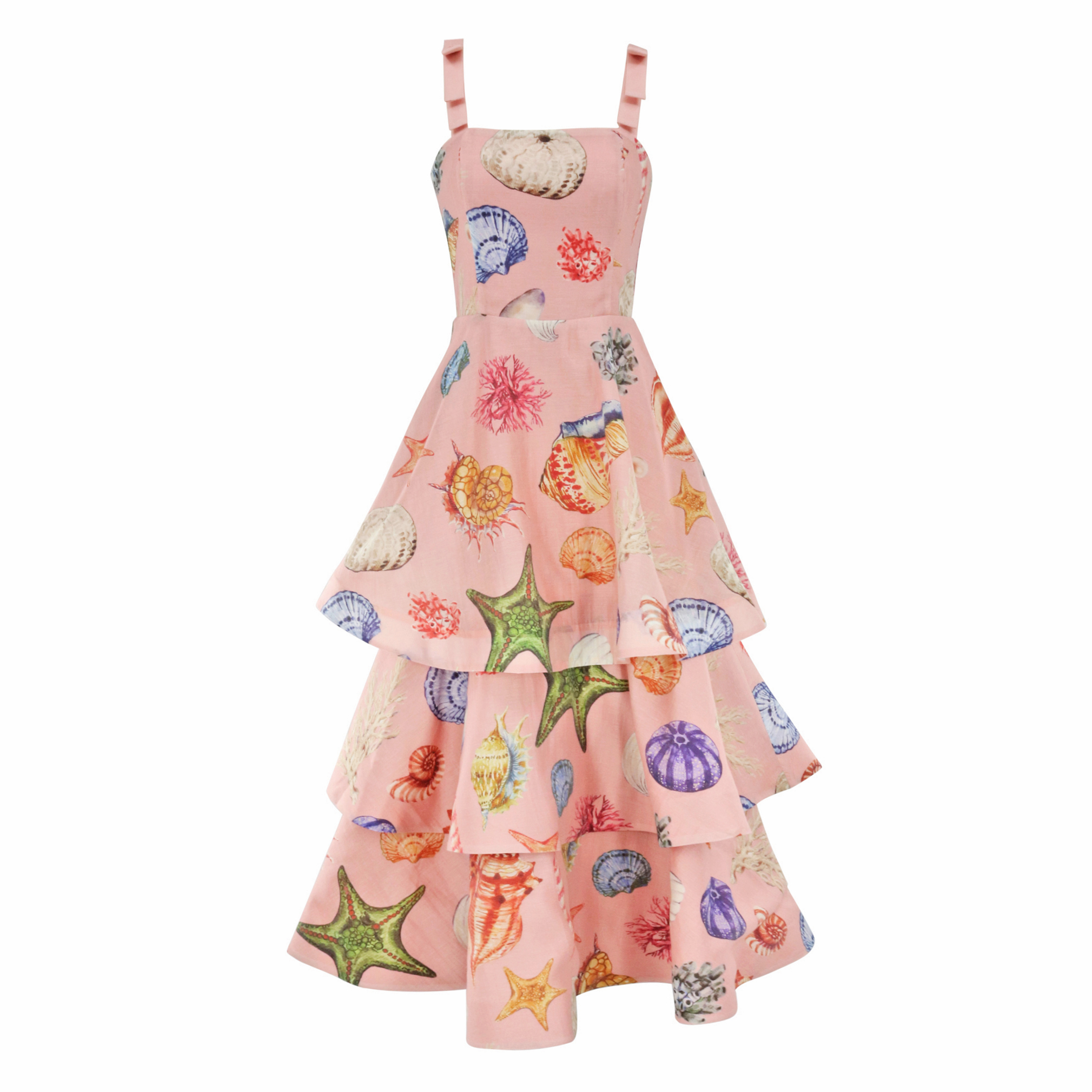 Darling Sleeveless Convertible Hem Tiered Midi Dress