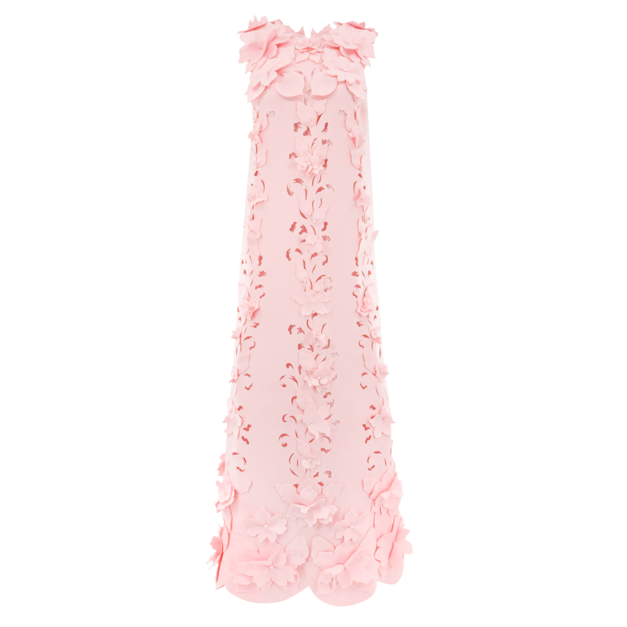 3D Floral Embroidered Sleeveless Shift Gown