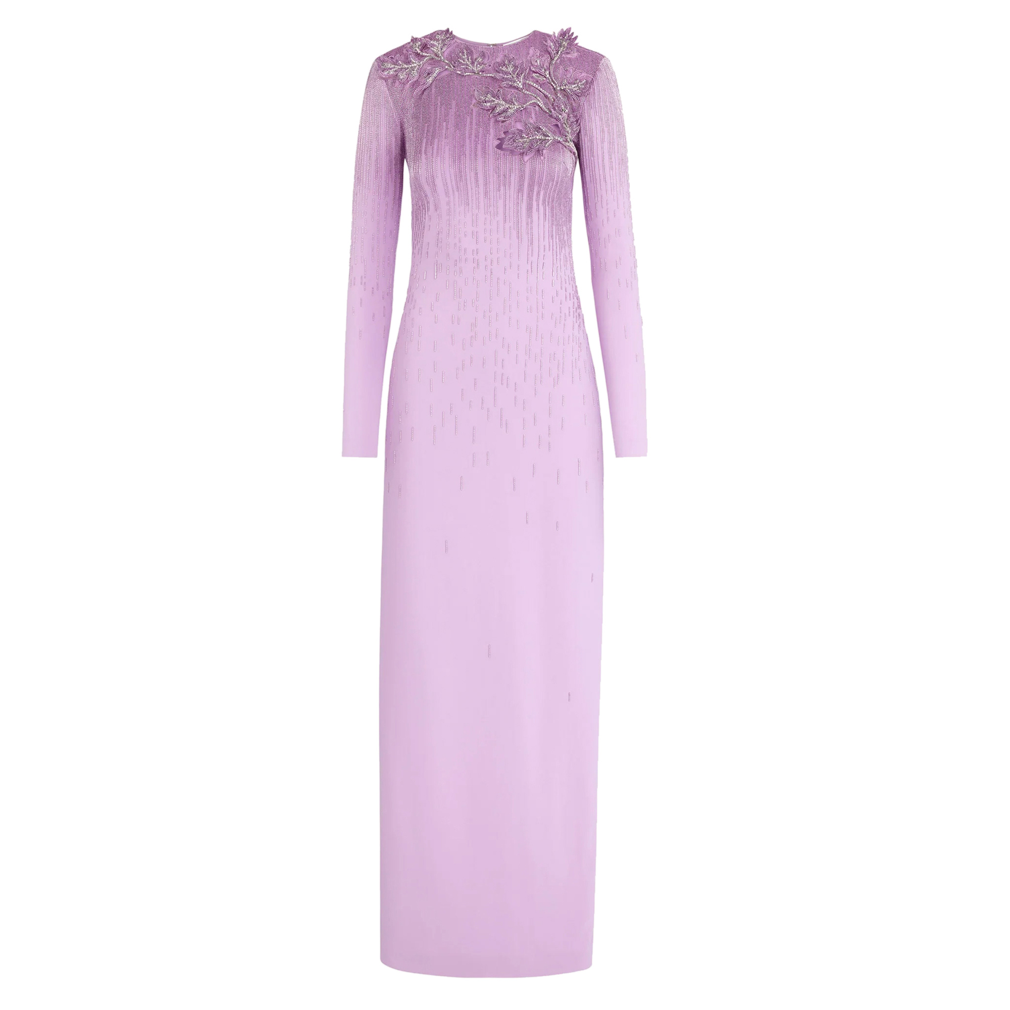 Intarsia Leaves Cutout Embroidered Gown