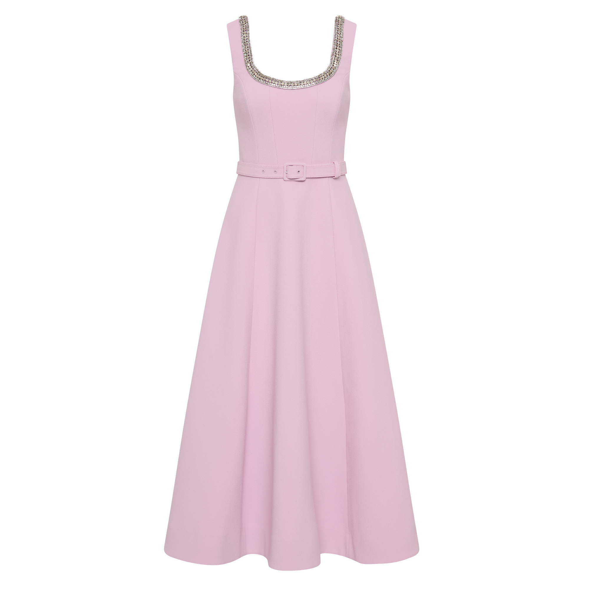 Yolanda Sleeveless Embellished Belted Midi Dress
