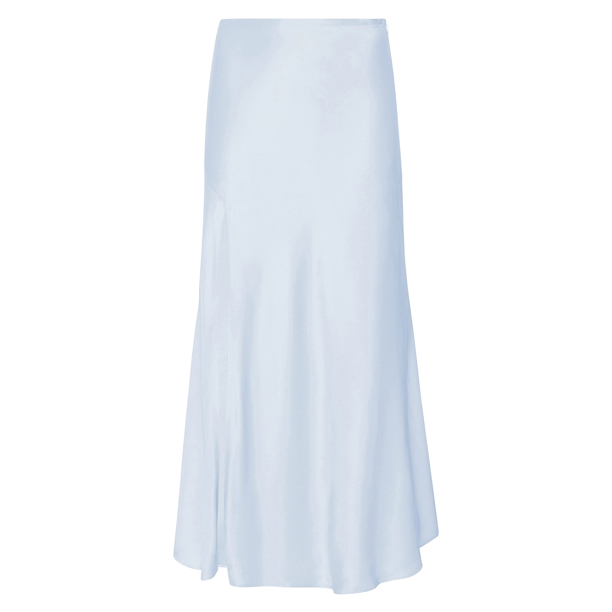 Satin Bias Slit Midi Skirt