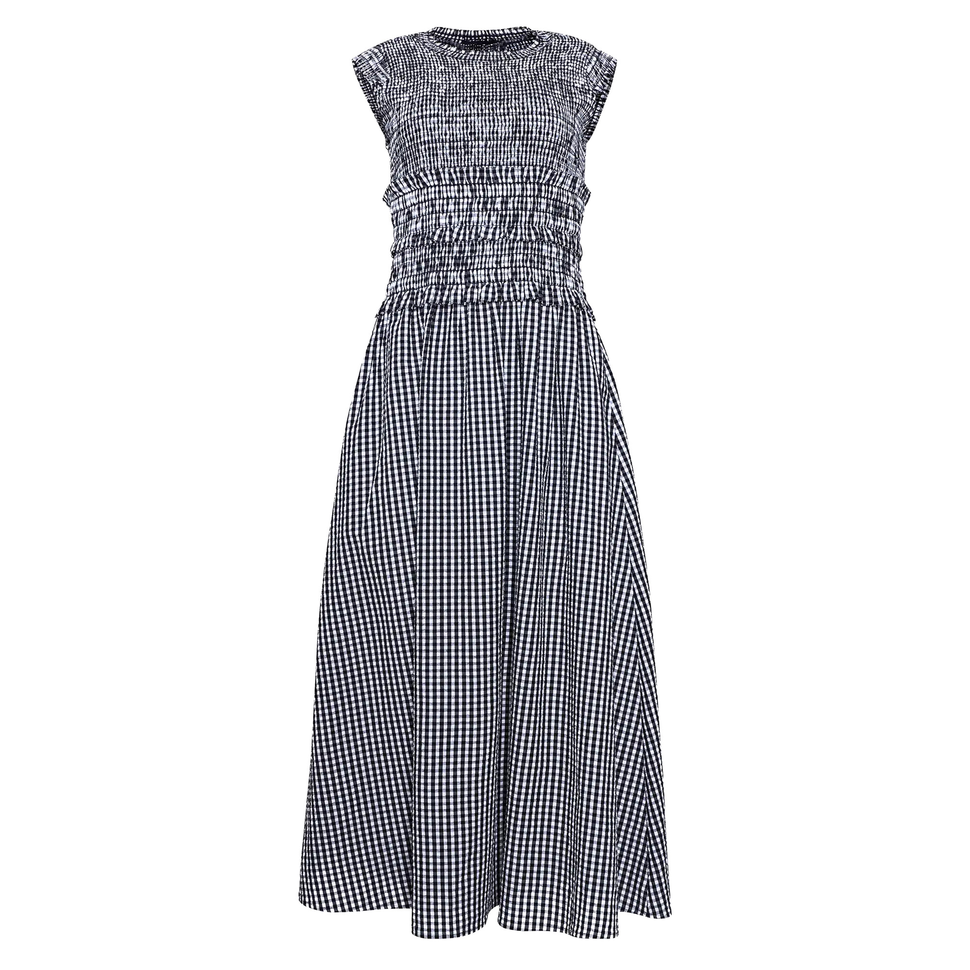 Louise Sleeveless Smocked Gingham Midi Dress