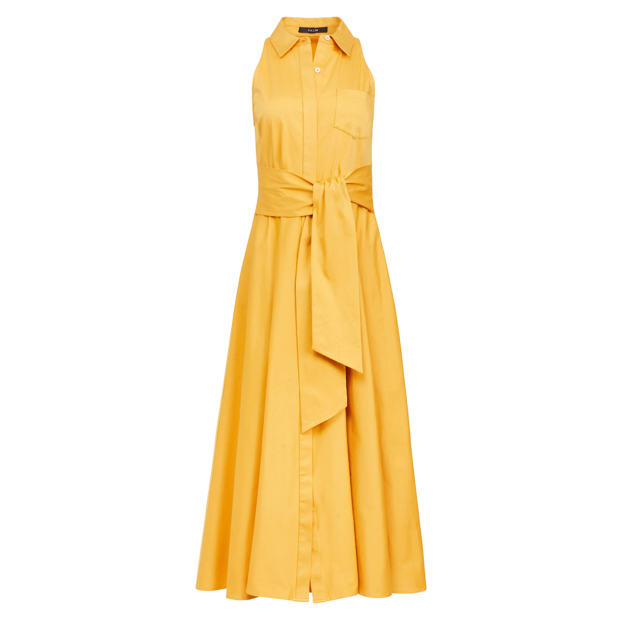 Chelsea Sleeveless Tie-Front Midi Shirt Dress