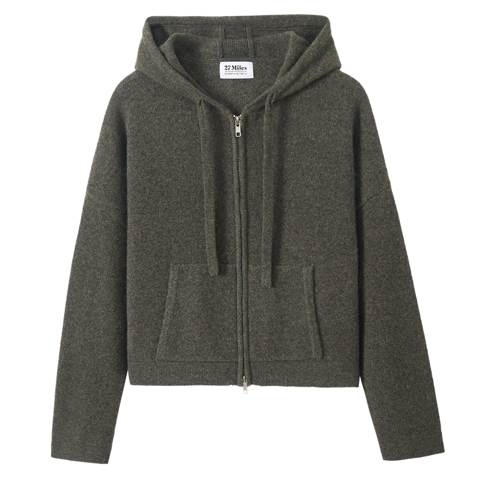Rowe Cashmere Cropped Zip Hoodie