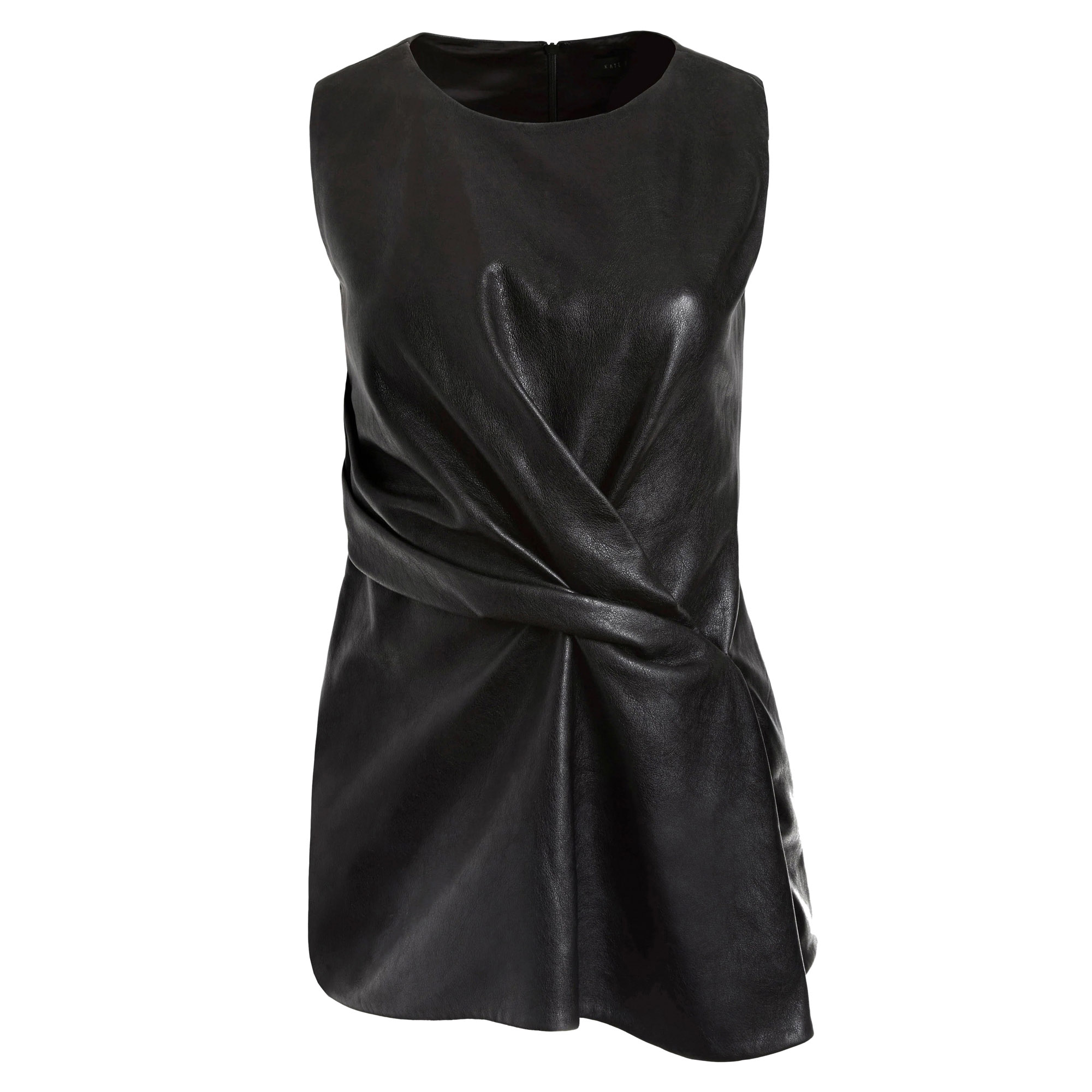 Kate Drape Top In Vegan Leather
