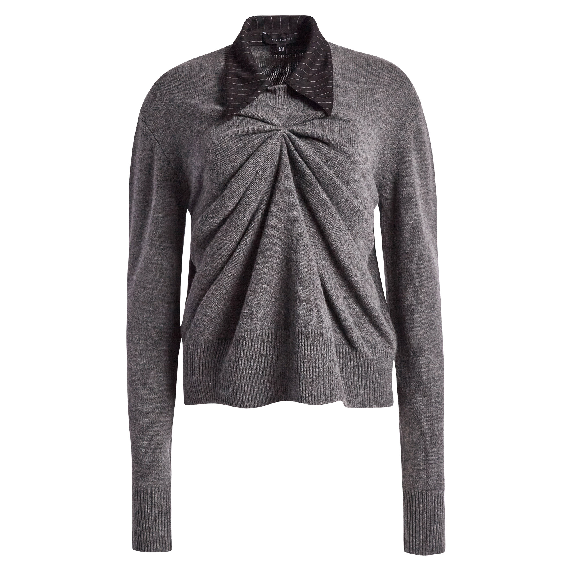 Pinched Crewneck Sweater With Collar