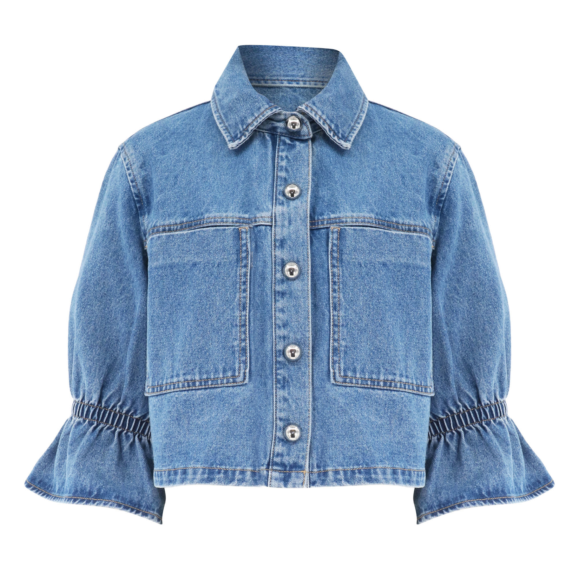 Carolina Ruffle Sleeve Denim Jacket