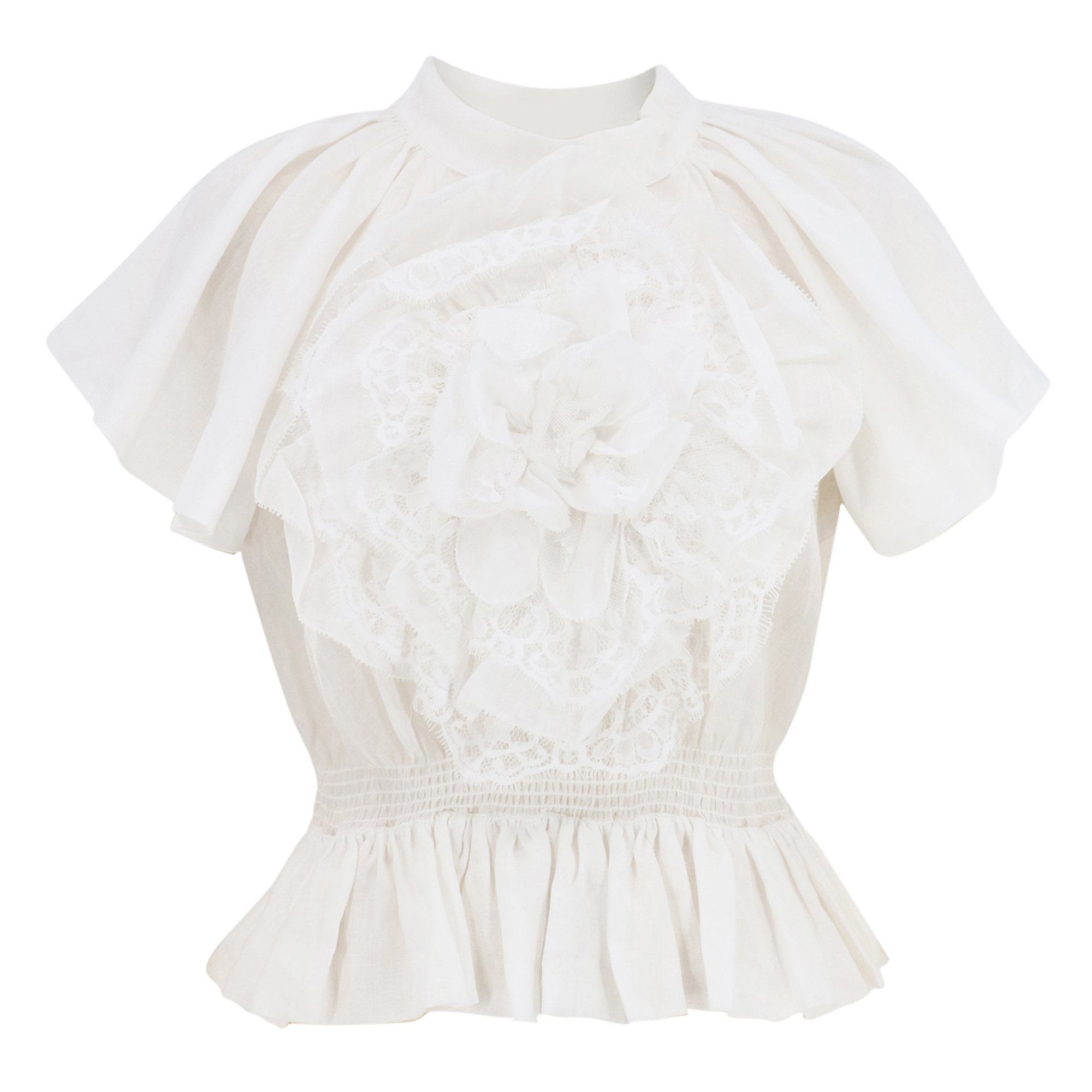 Holden Lace Flower Flutter Sleeve Top