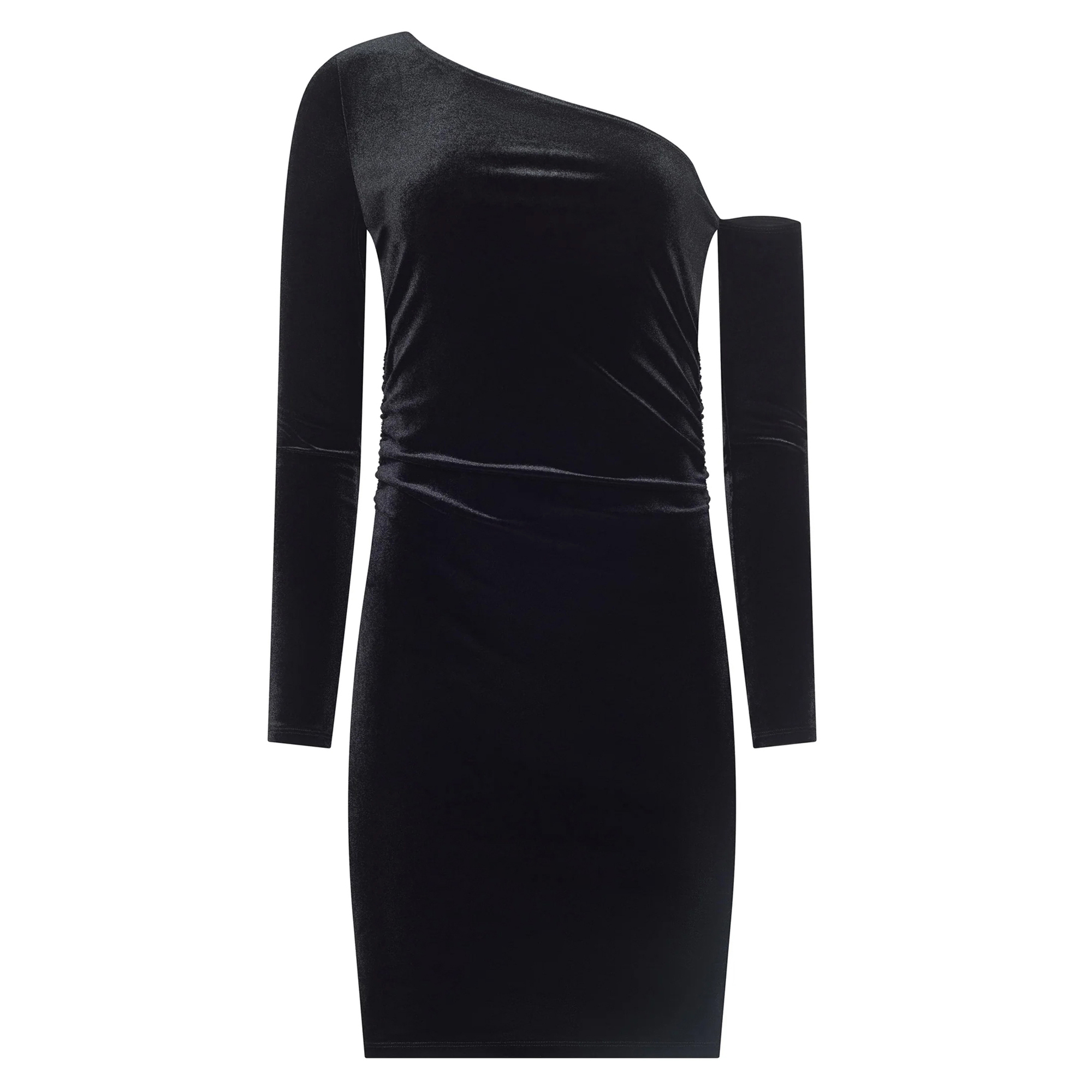 Lynne Long Sleeve One-Shoulder Velvet Mini Dress
