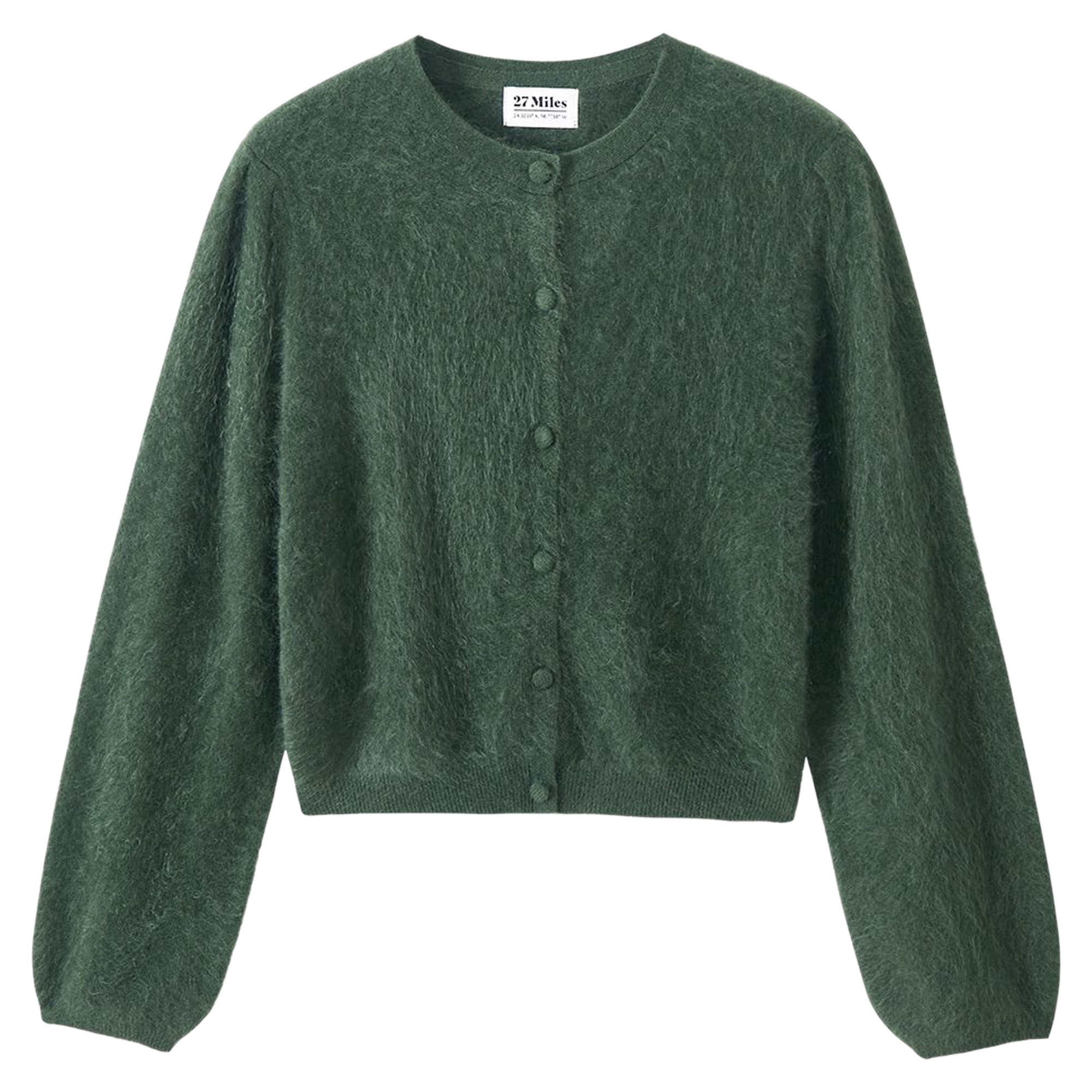 Ivy Brush Cashmere Lantern Sleeve Cardigan
