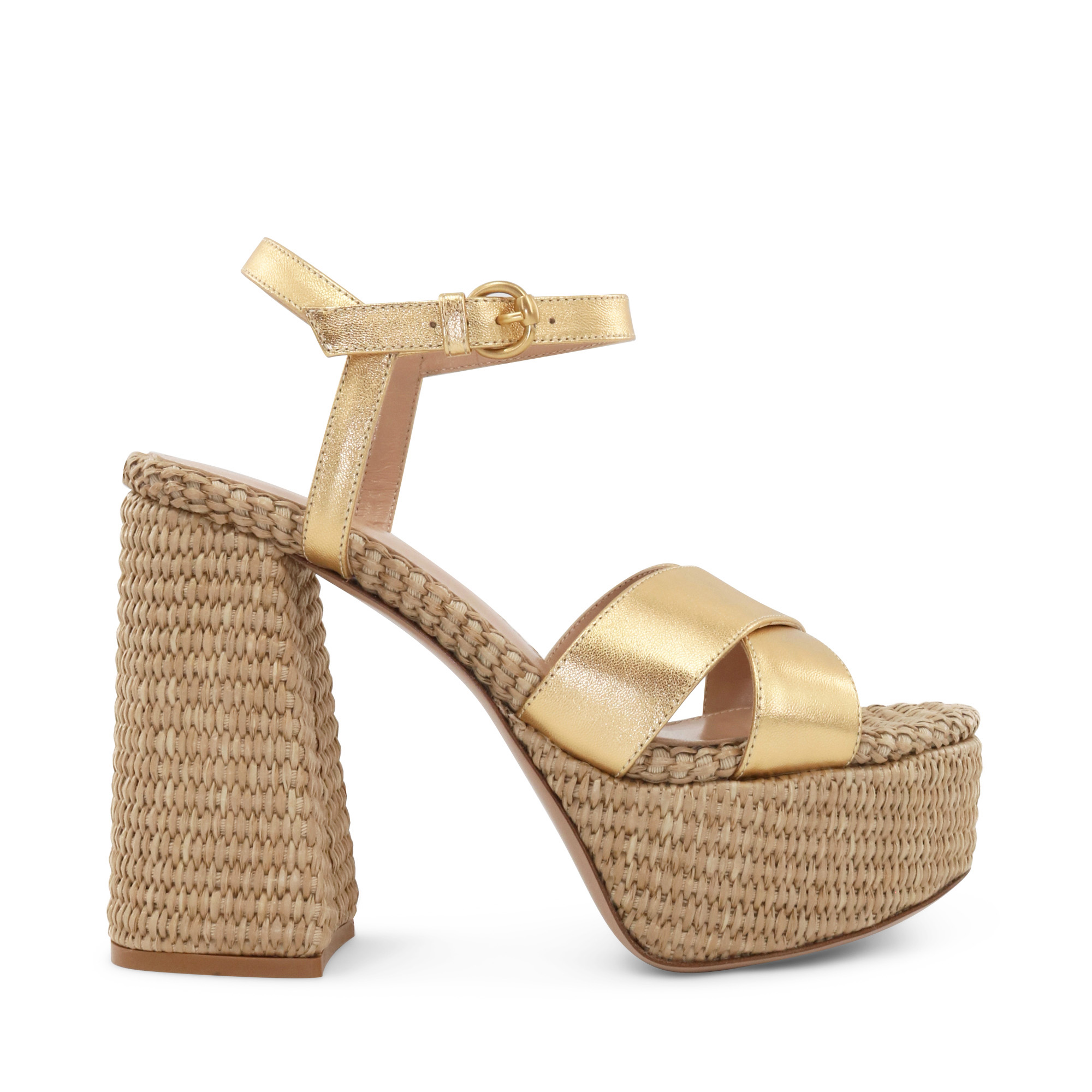 Bebe Metallic Platform Sandals