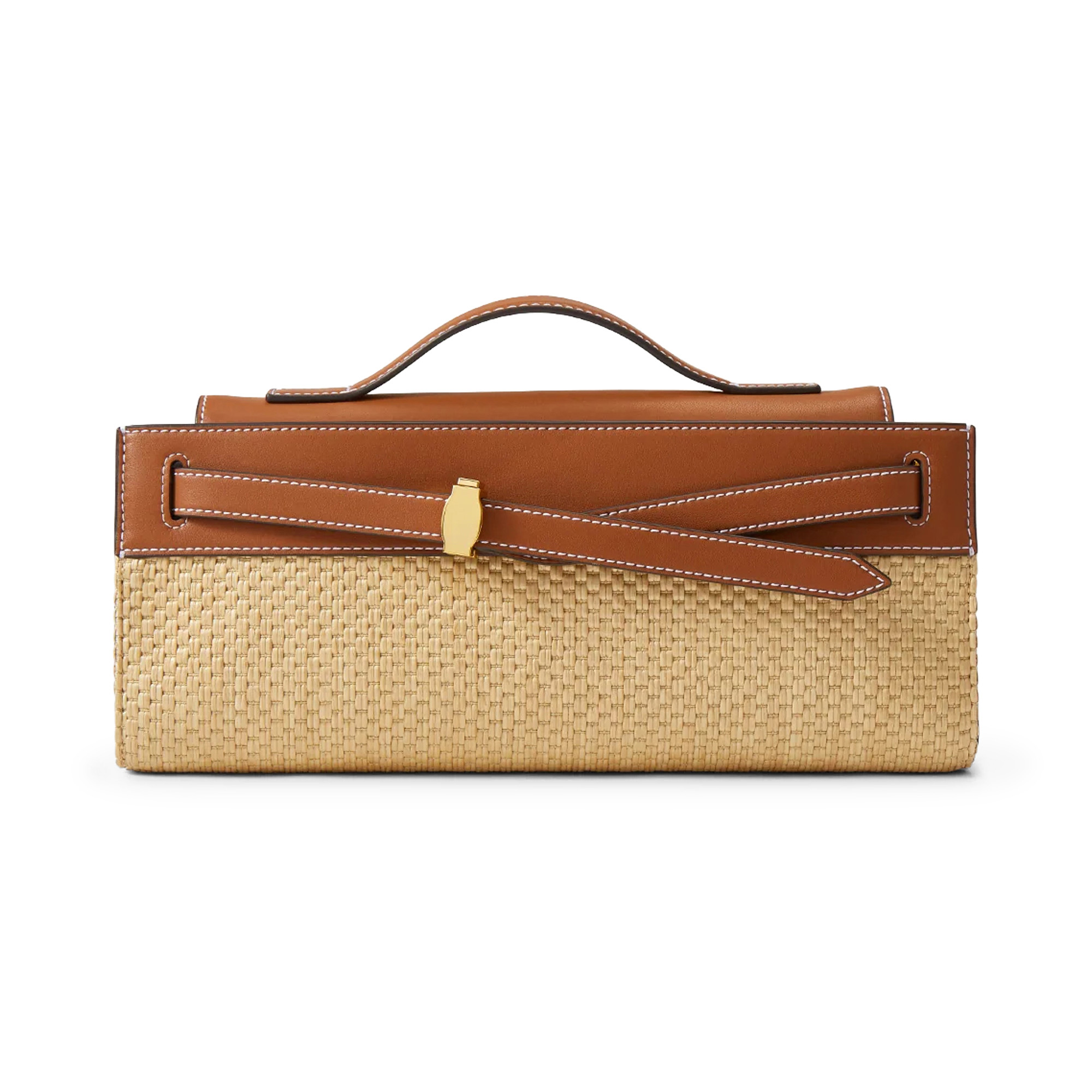Raffia Dash Top Handle Clutch
