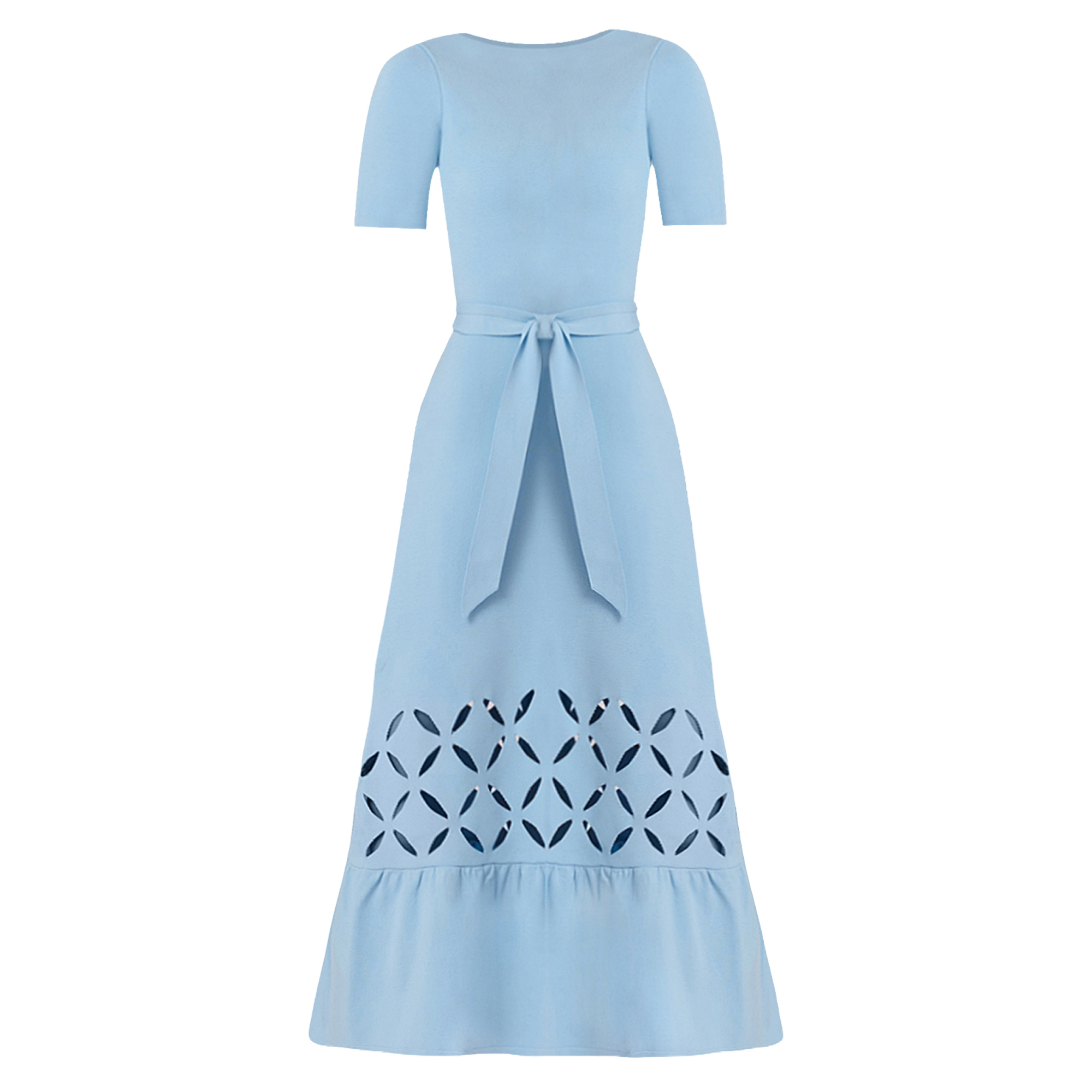 Pendelton Short Sleeve Tie-Belt Knit Midi Dress