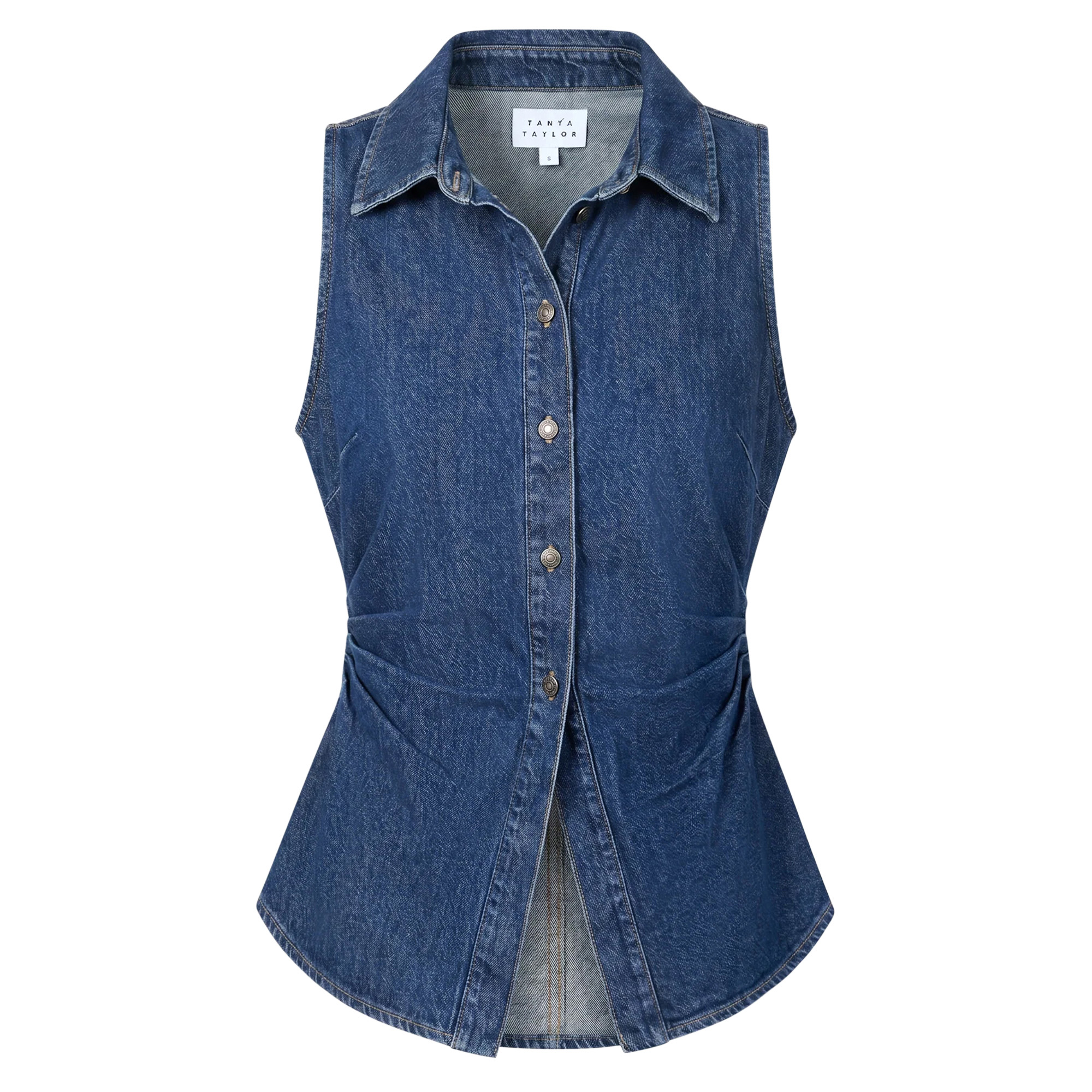 Hanelle Sleeveless Denim Button-Up Top