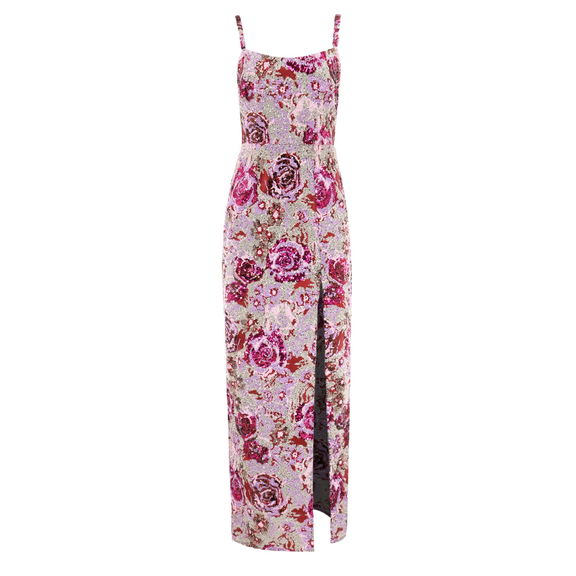 Allegra Floral Sequin Maxi Dress With Slit