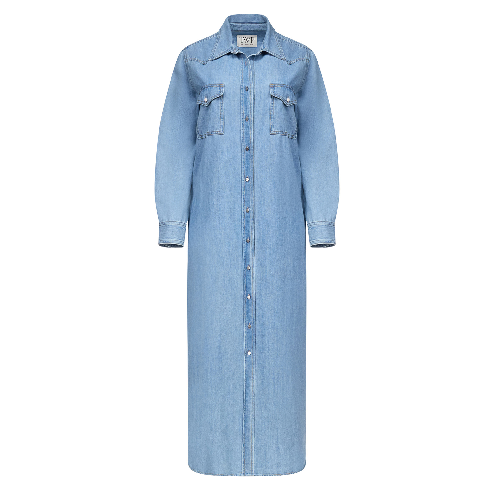 Long Sleeve Cowboy Denim Maxi Dress