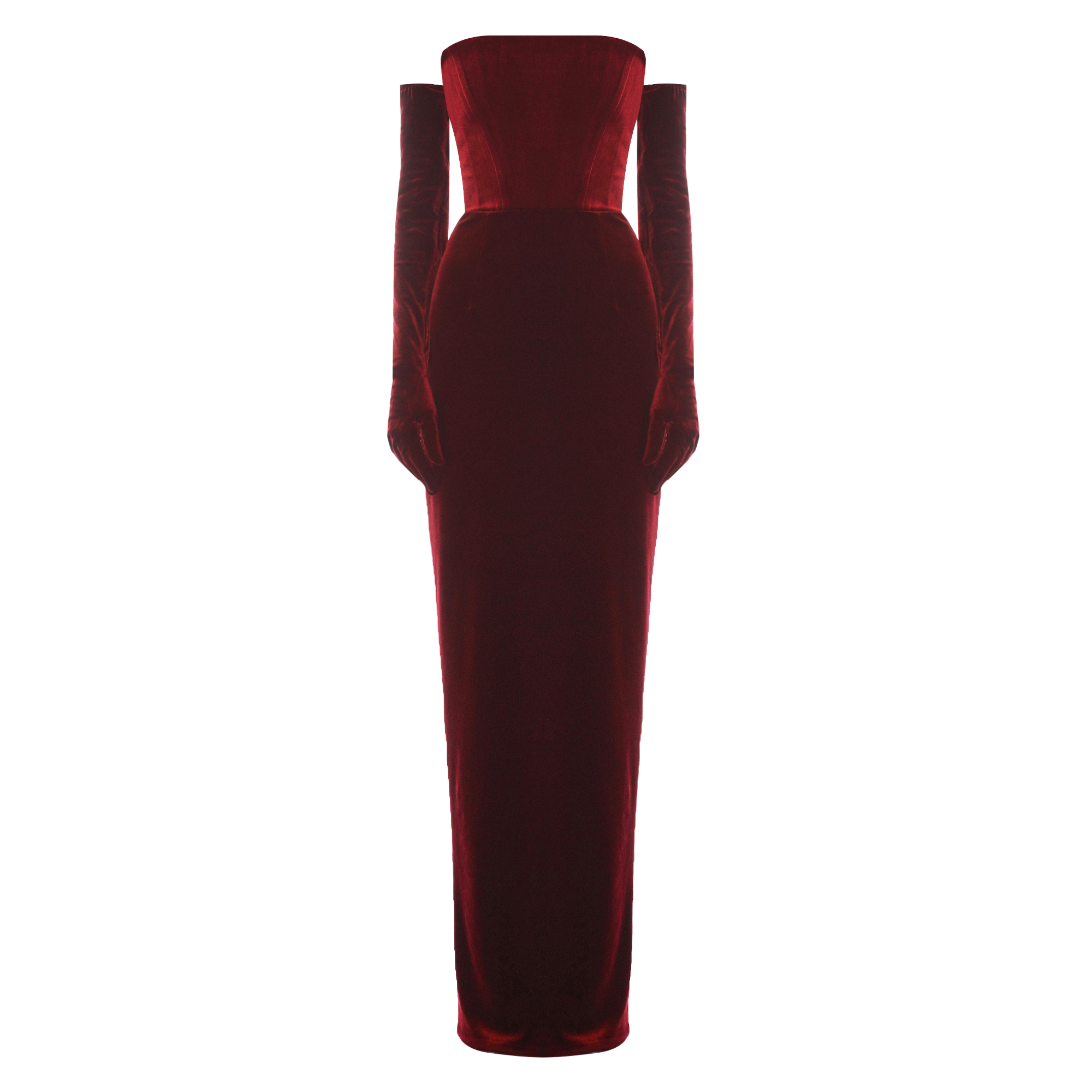 Florentina Strapless Velvet Gown With Gloves