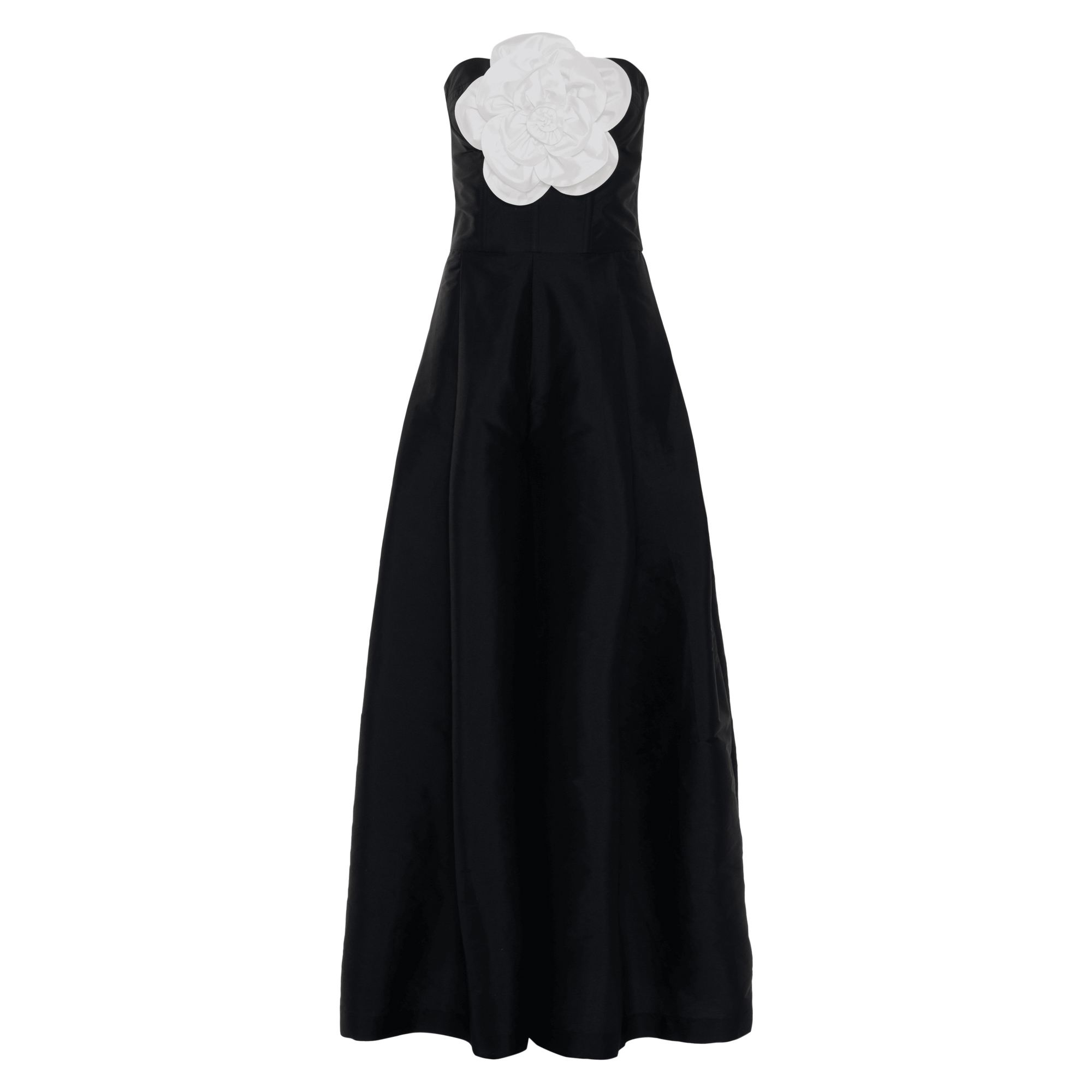 Strapless Taffeta Bloom Wide-Leg Jumpsuit