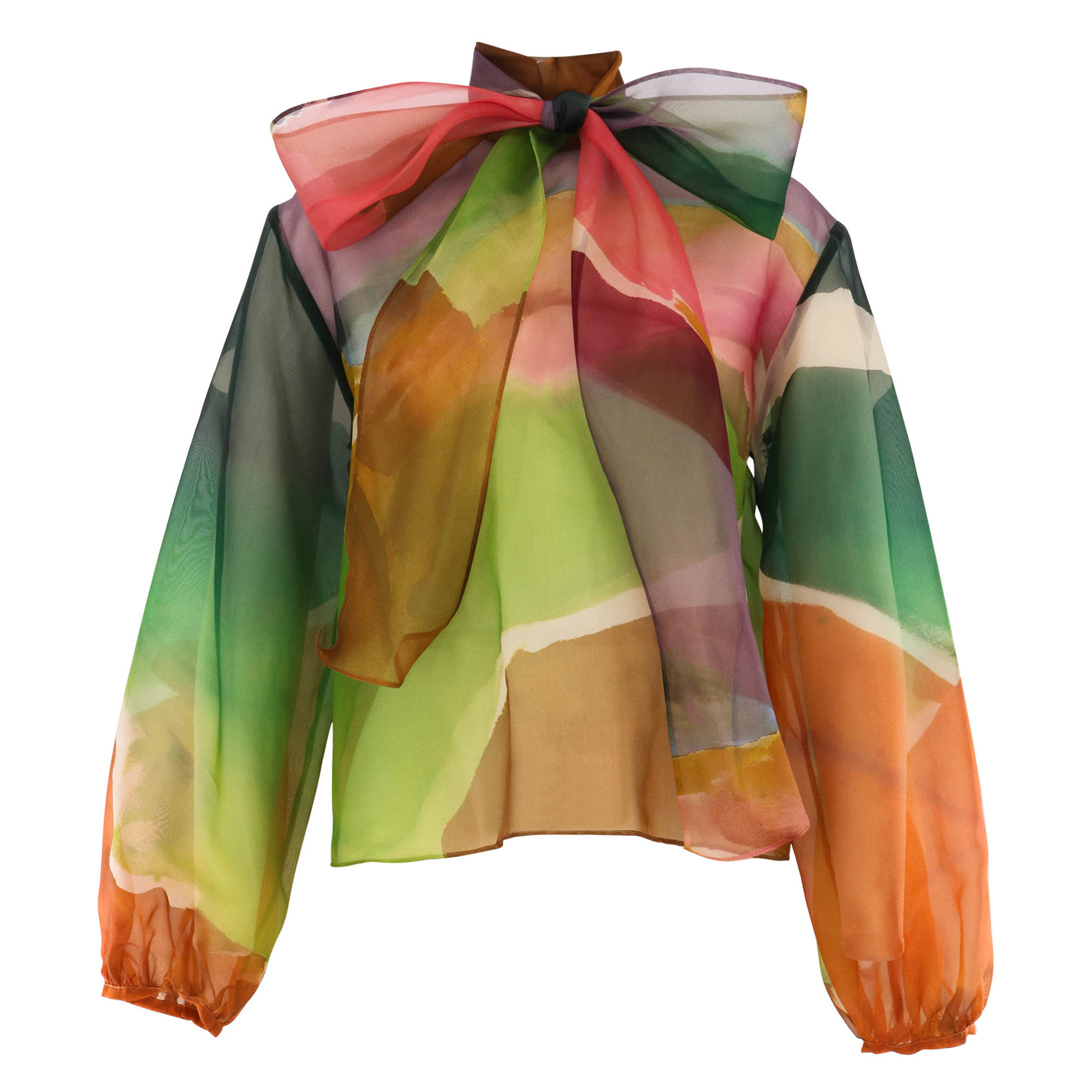 Anisa Long Sleeve Silk Organza Blouse