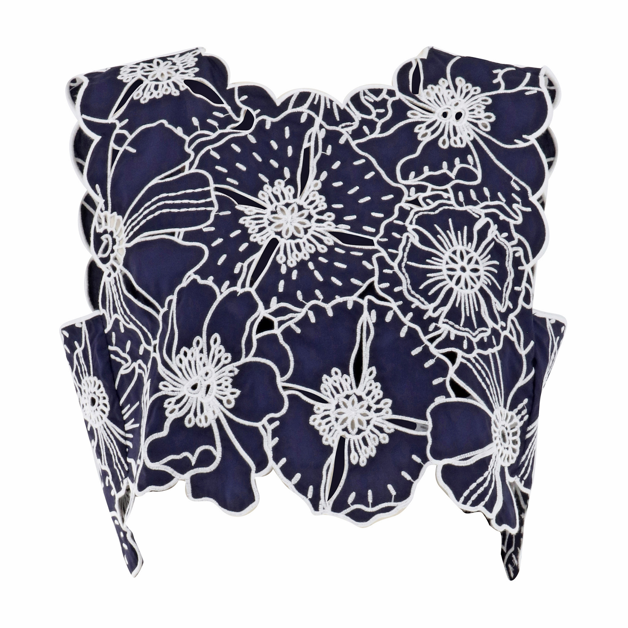 Richelieu Floral Embroidered Sleeveless Crop Top