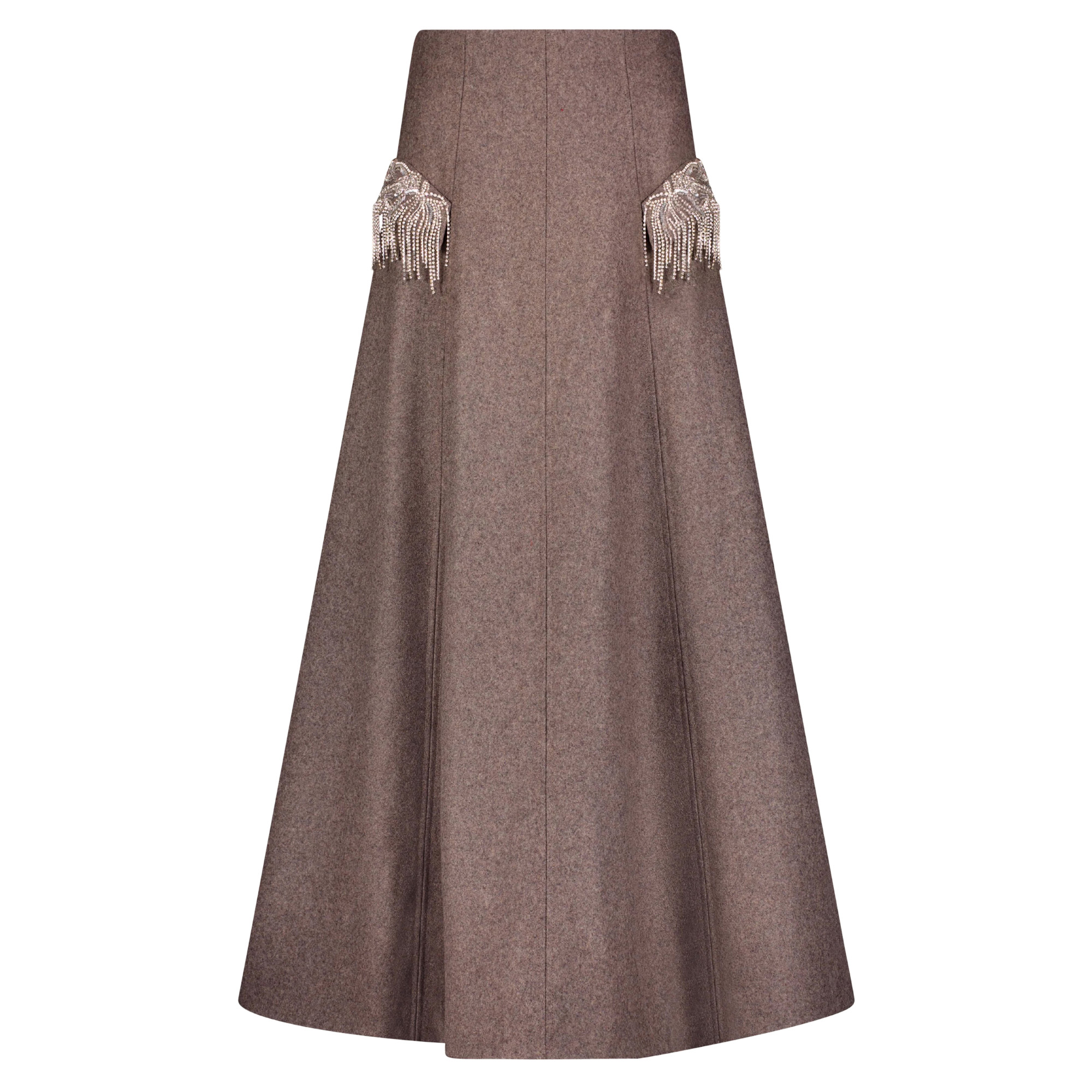 Boiled Wool Coating Seamed Midi Skirt