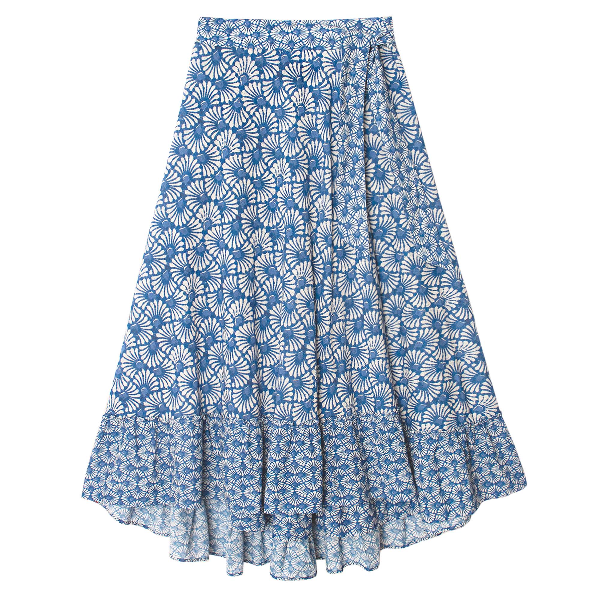 Janey Shell Print Tiered Maxi Skirt