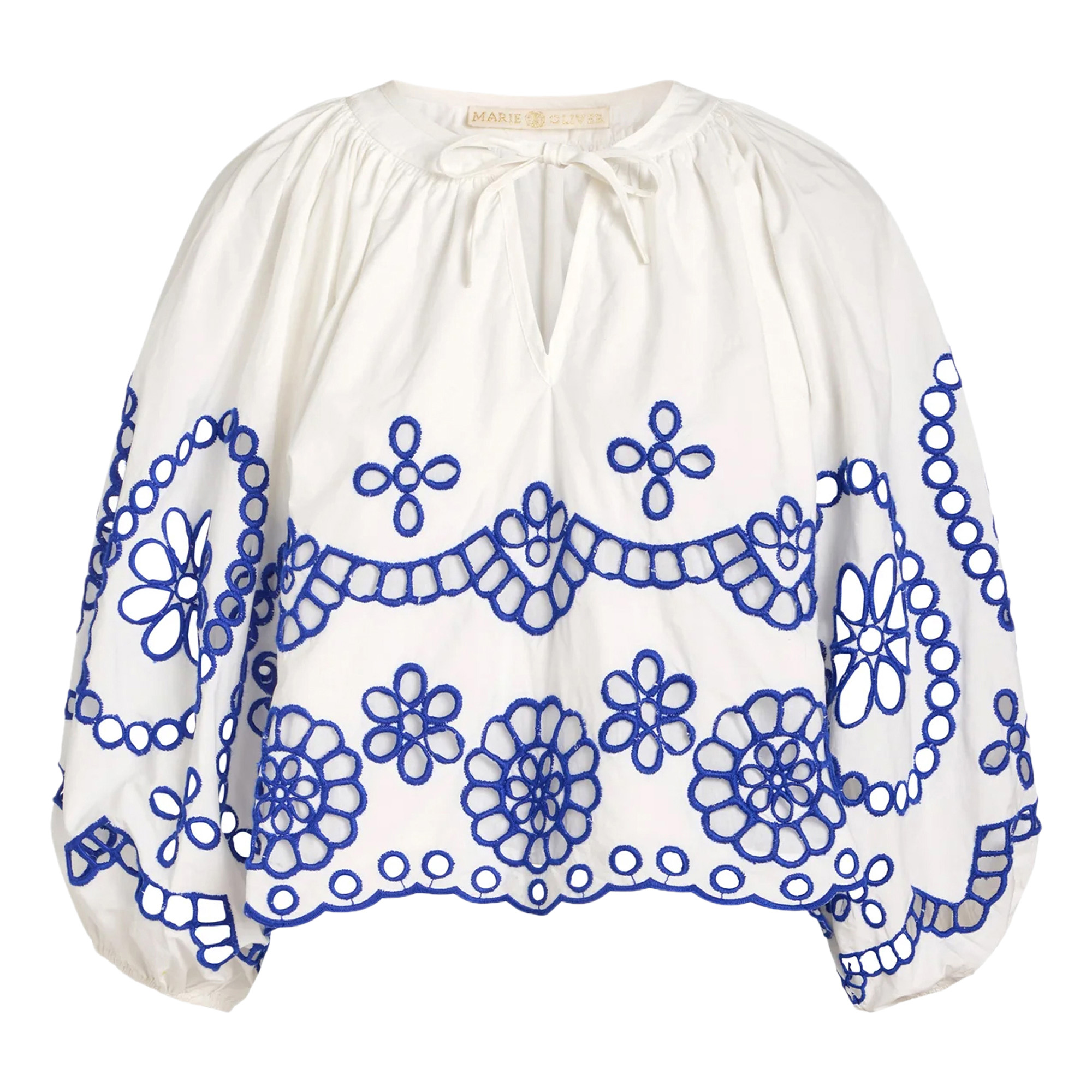 Vara 3/4 Puff Sleeve Eyelet Top