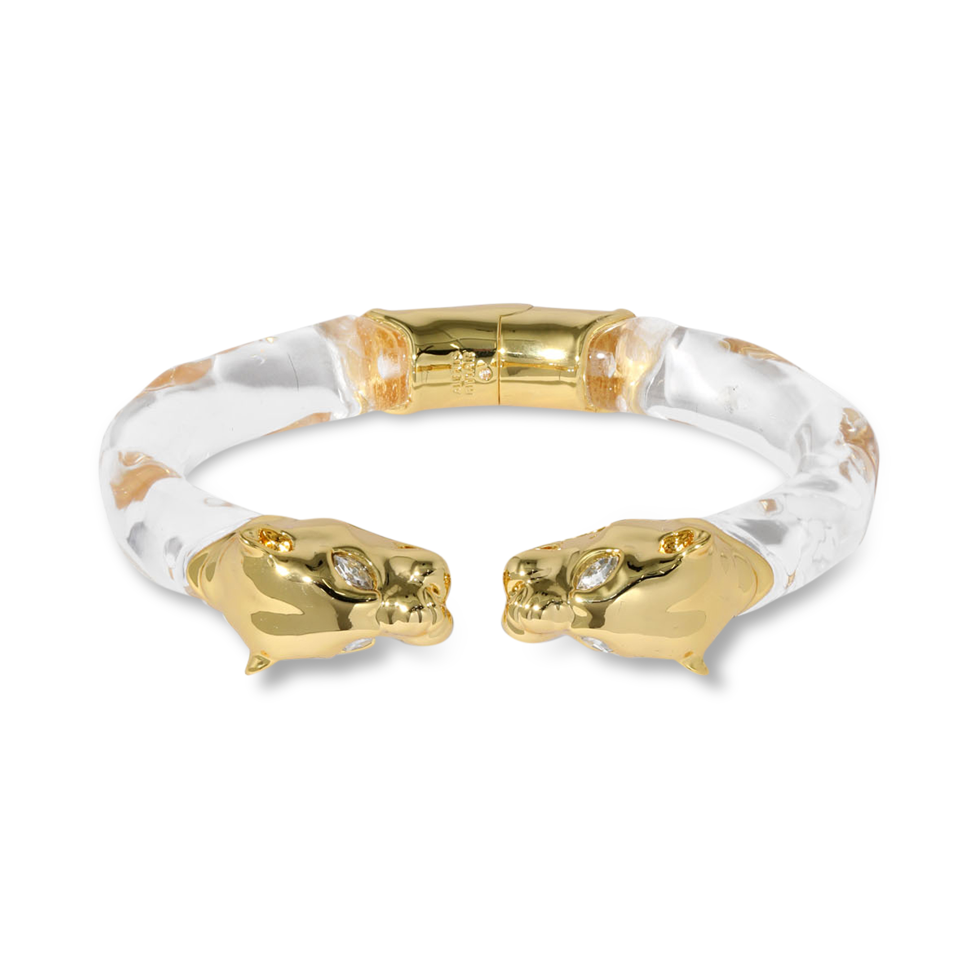 Panther Visage Lucite Hinge Cuff Bracelet