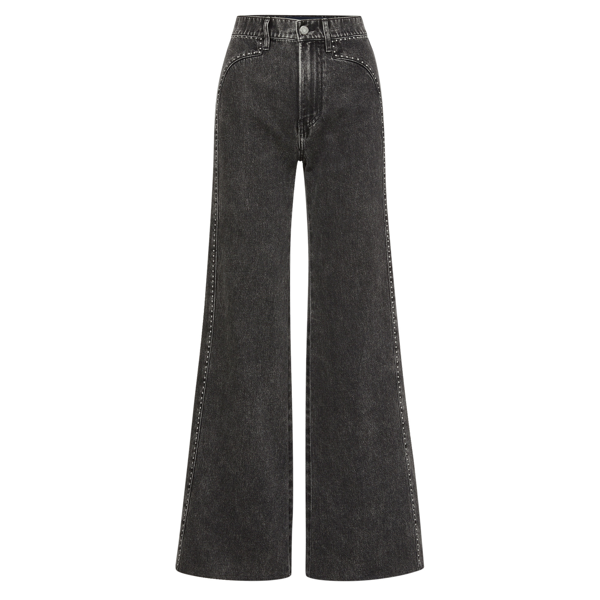 Grant Studded High Rise Wide Leg Jean With Curved Seams