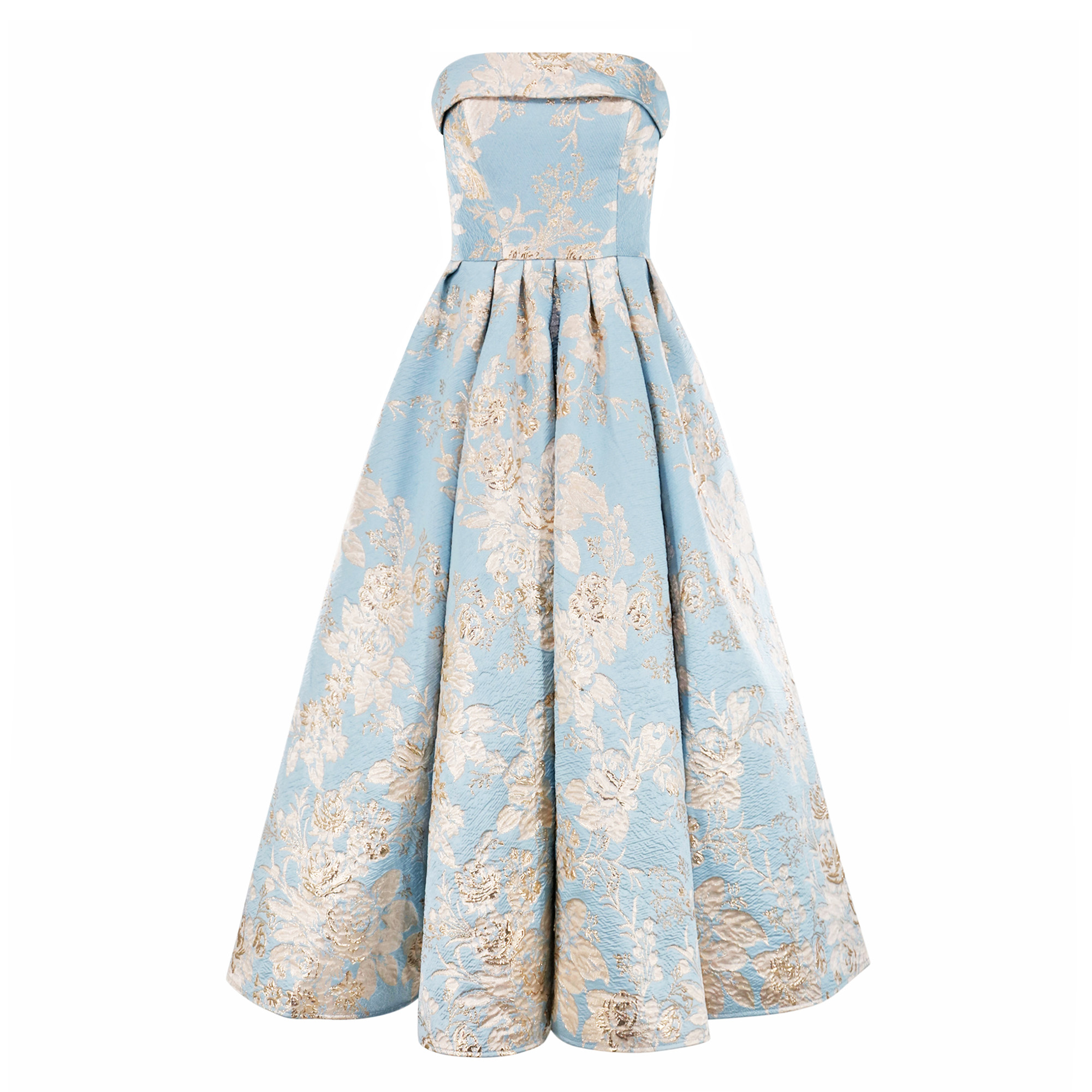 Strapless Brocade Ball Gown With Pockets