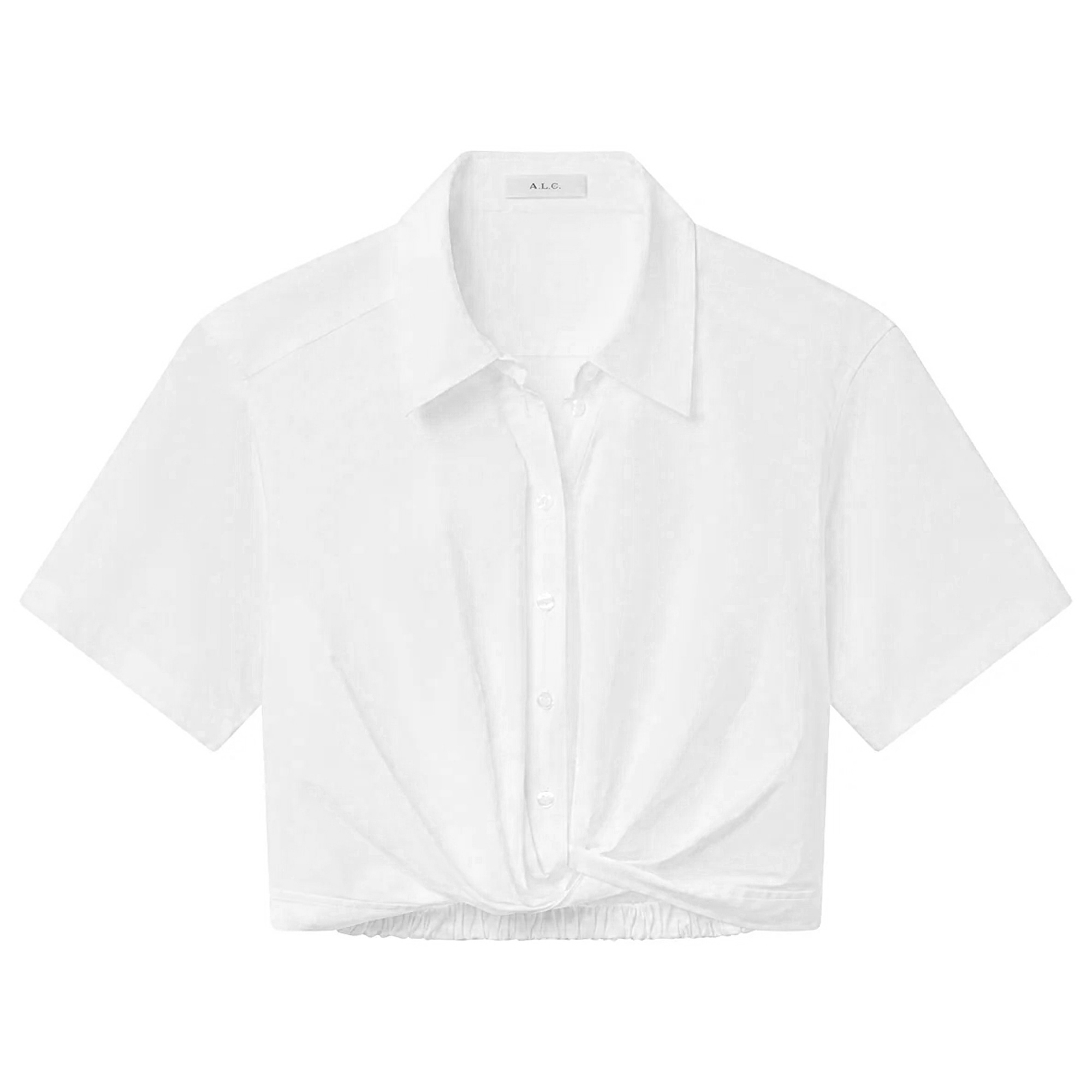 Lily Short Sleeve Cropped Cotton Button-Front Top