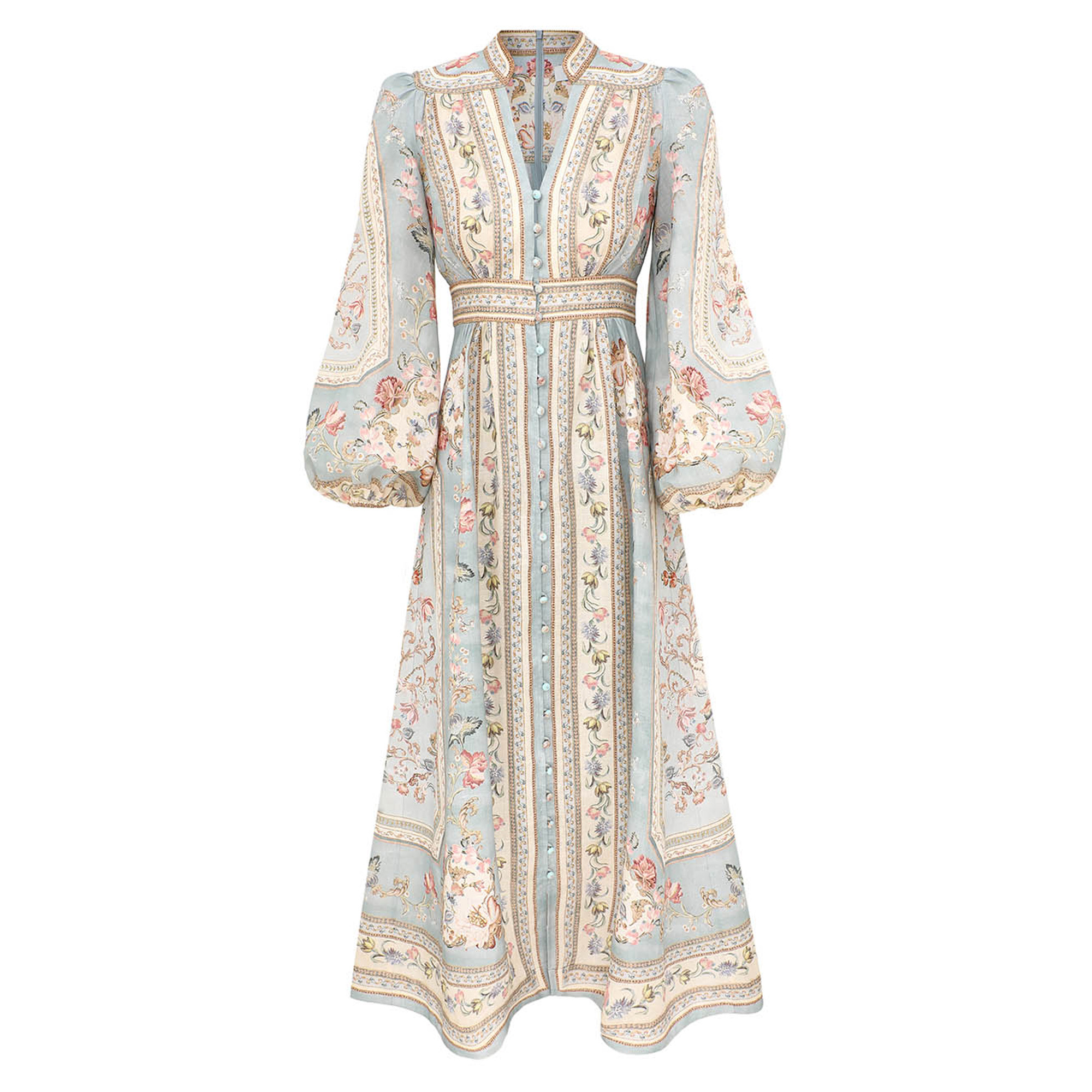 Roselight Plunge Long Sleeve Midi Dress