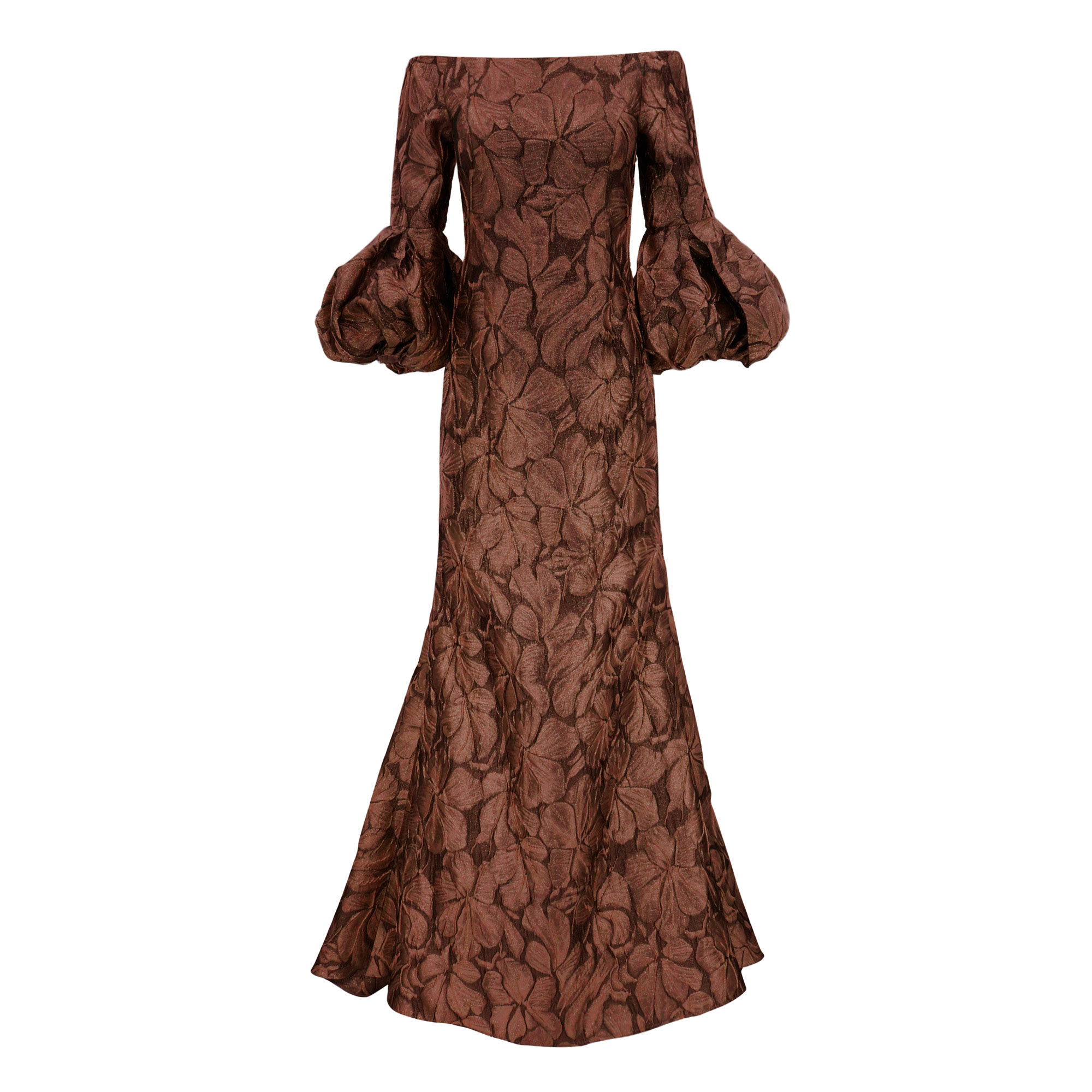 Brocade Puff Sleeve Gown