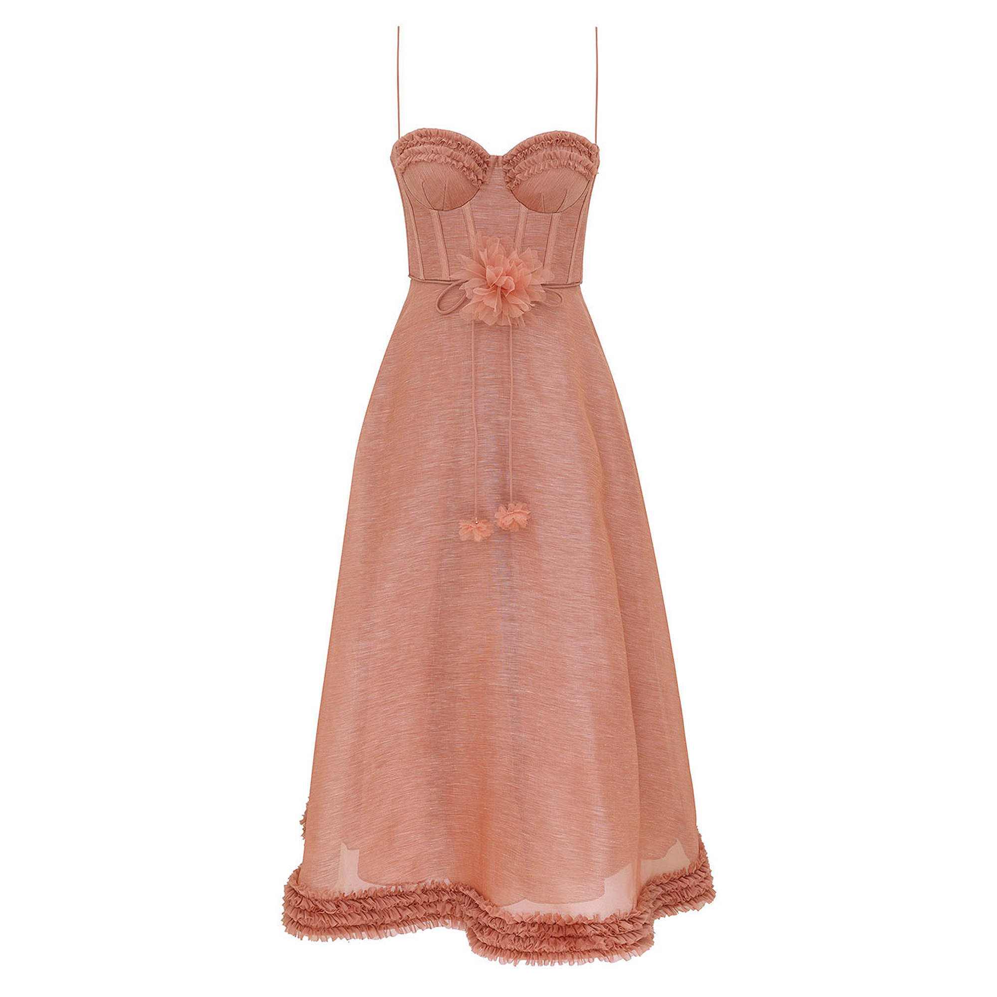 Luna Sleeveless Corset Ruffle Midi Dress